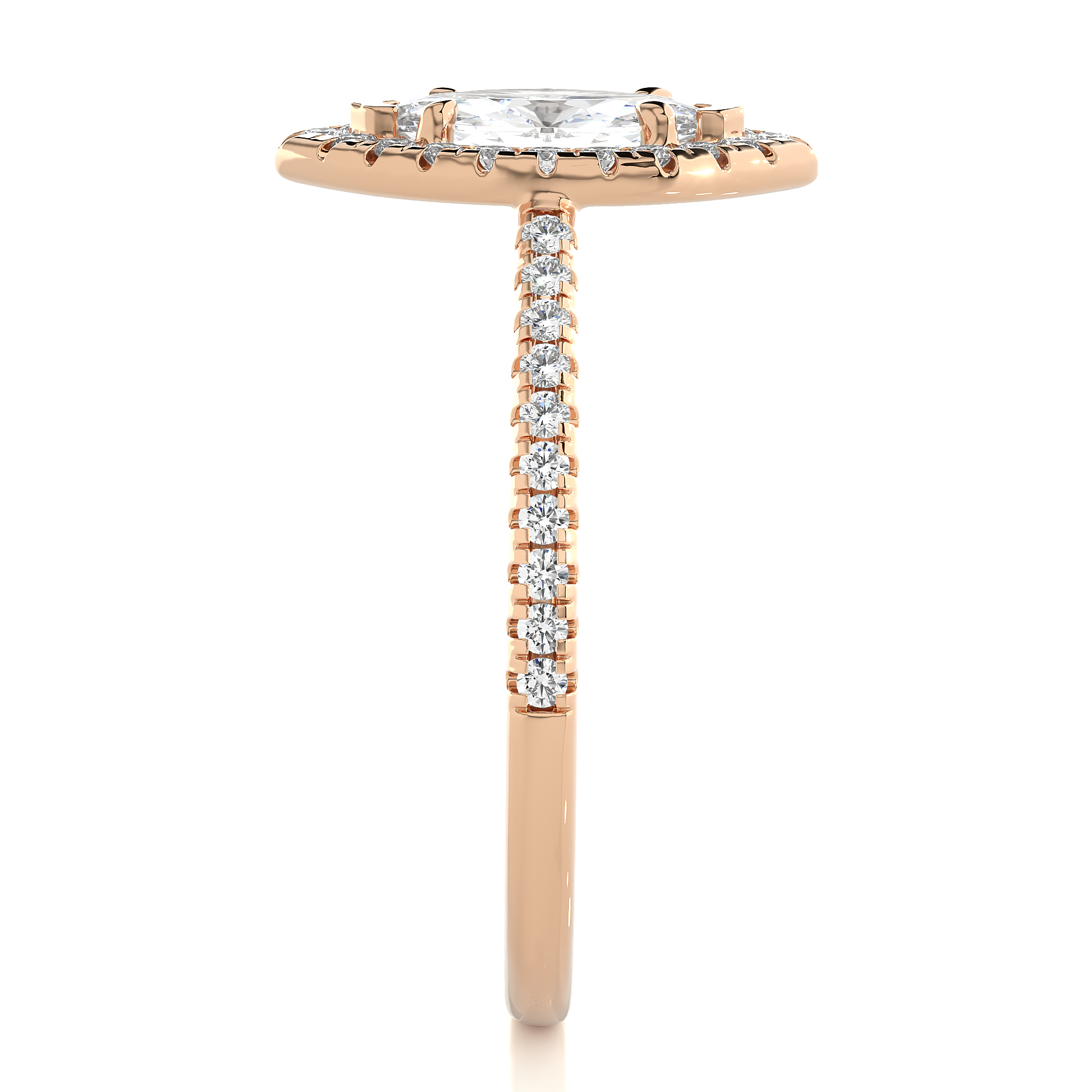 14K White Yellow Rose Gold 0.89 Carat Marquise Double Halo Diamond Ring