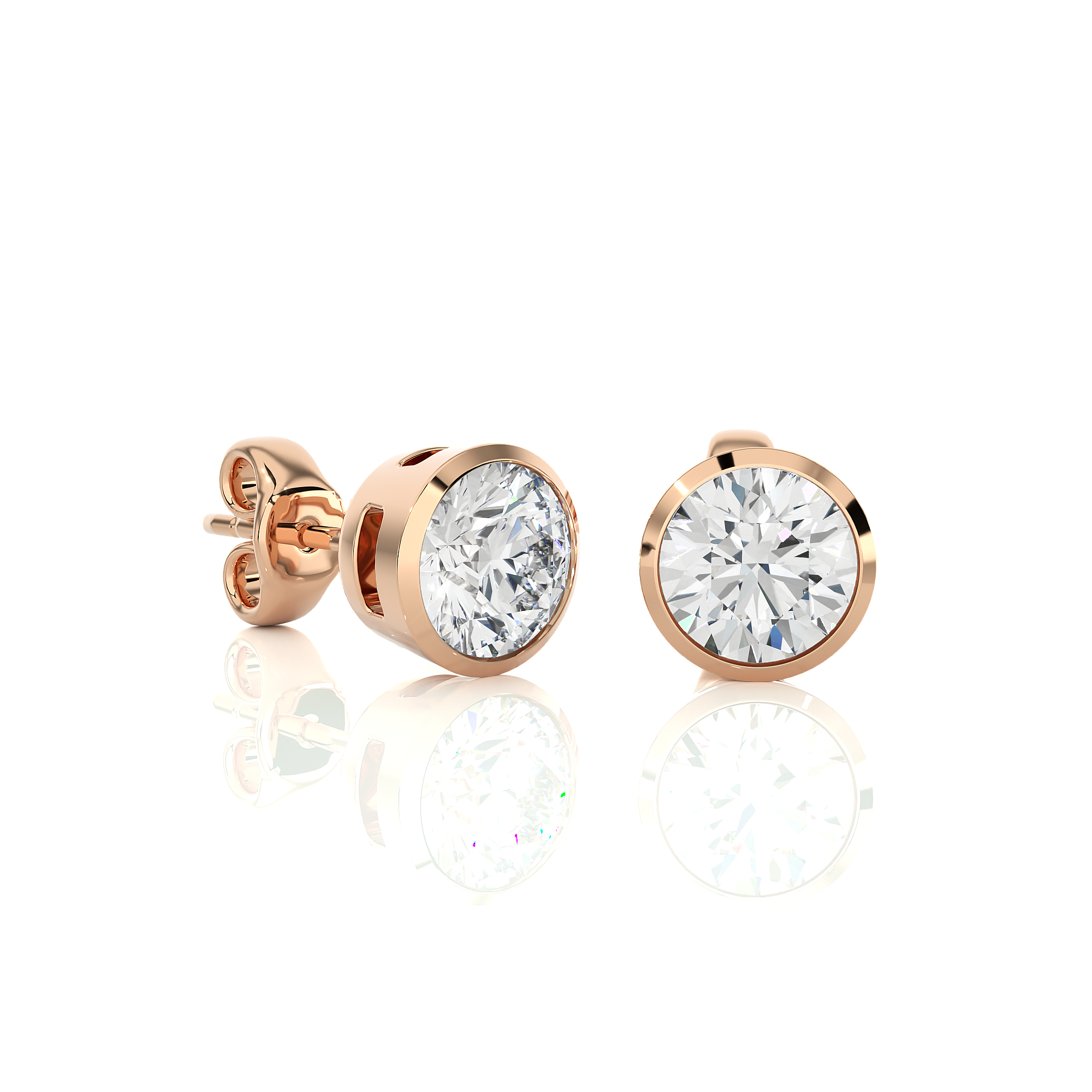 14K White Yellow Rose Gold 1.18 Carat Round Micro Prong Setting Stud Diamond Earrings