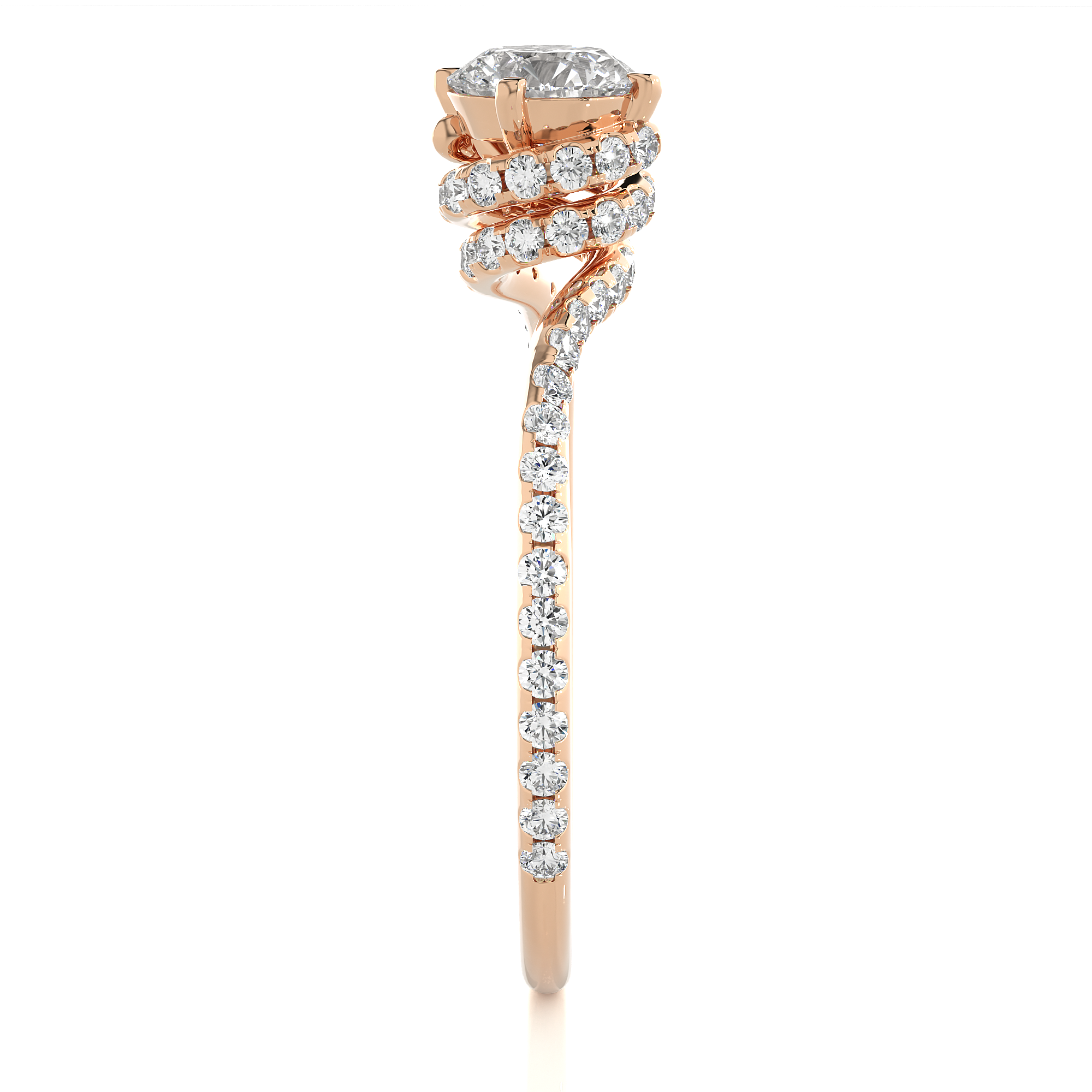 14K White Yellow Rose Gold 0.84 Carat Round Cluster Halo Diamond Ring