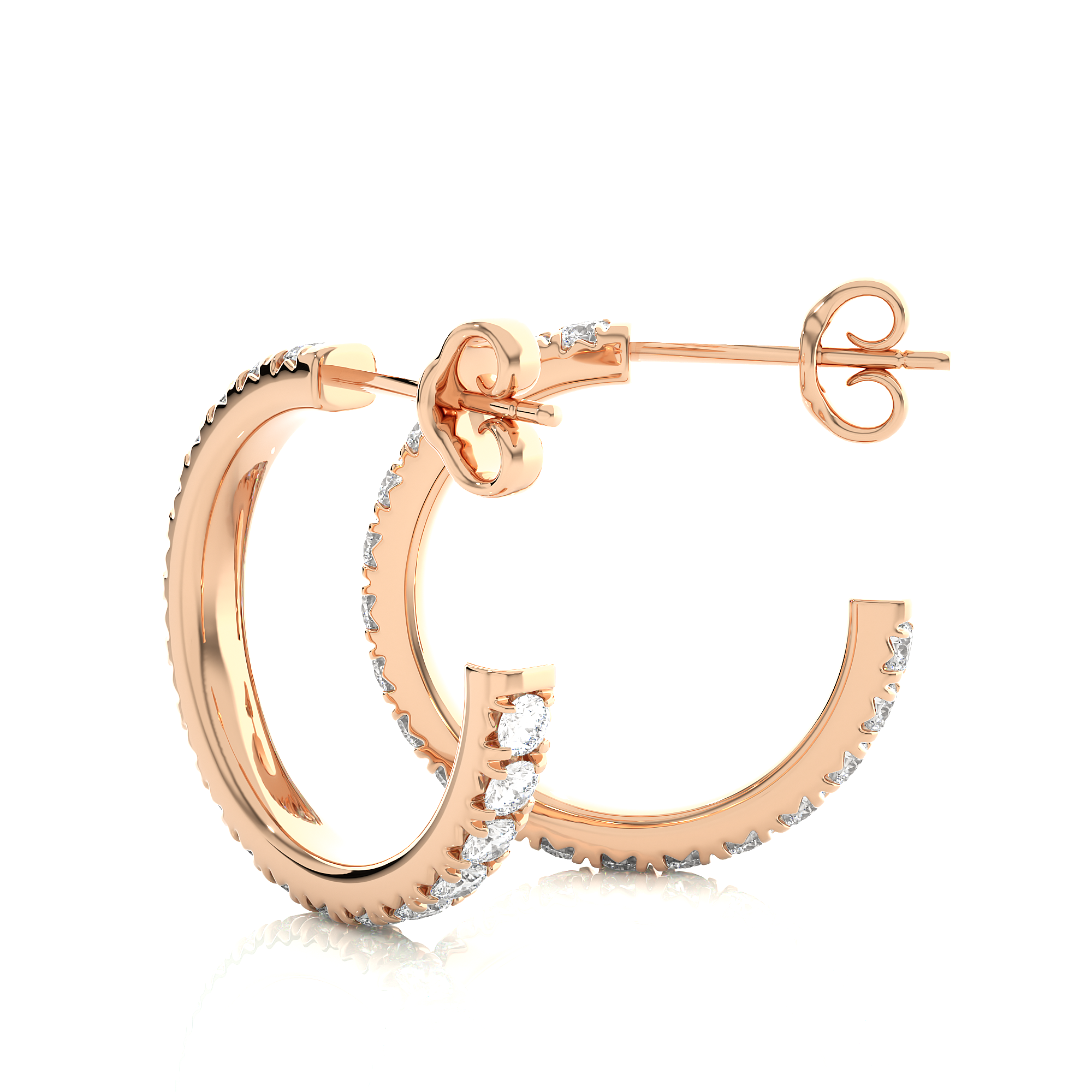 14K White Yellow Rose Gold 0.7 Carat Hoop Diamond Earrings