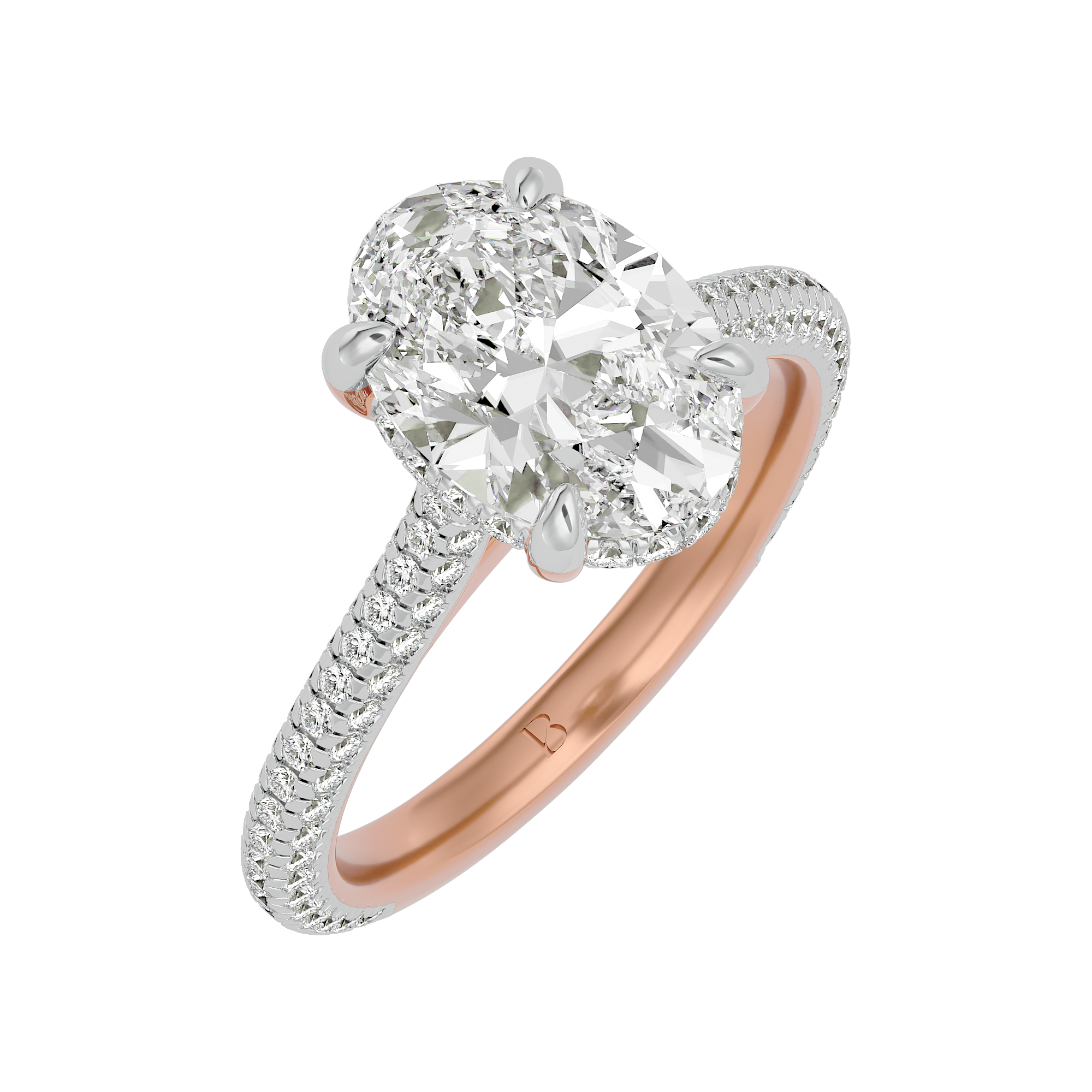 Elegant Oval and Round Diamond Engagement Ring