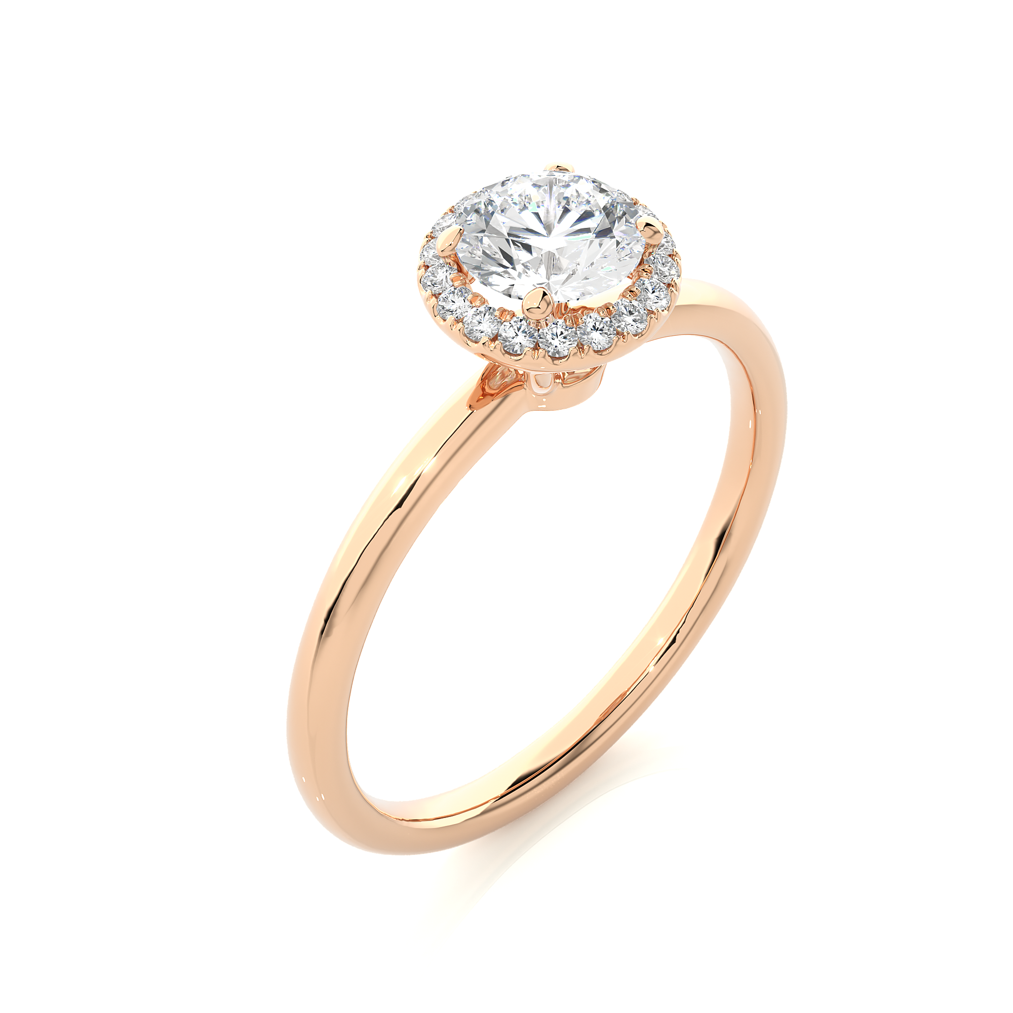 14K White Yellow Rose Gold 0.5 Carat Round Halo Diamond Ring