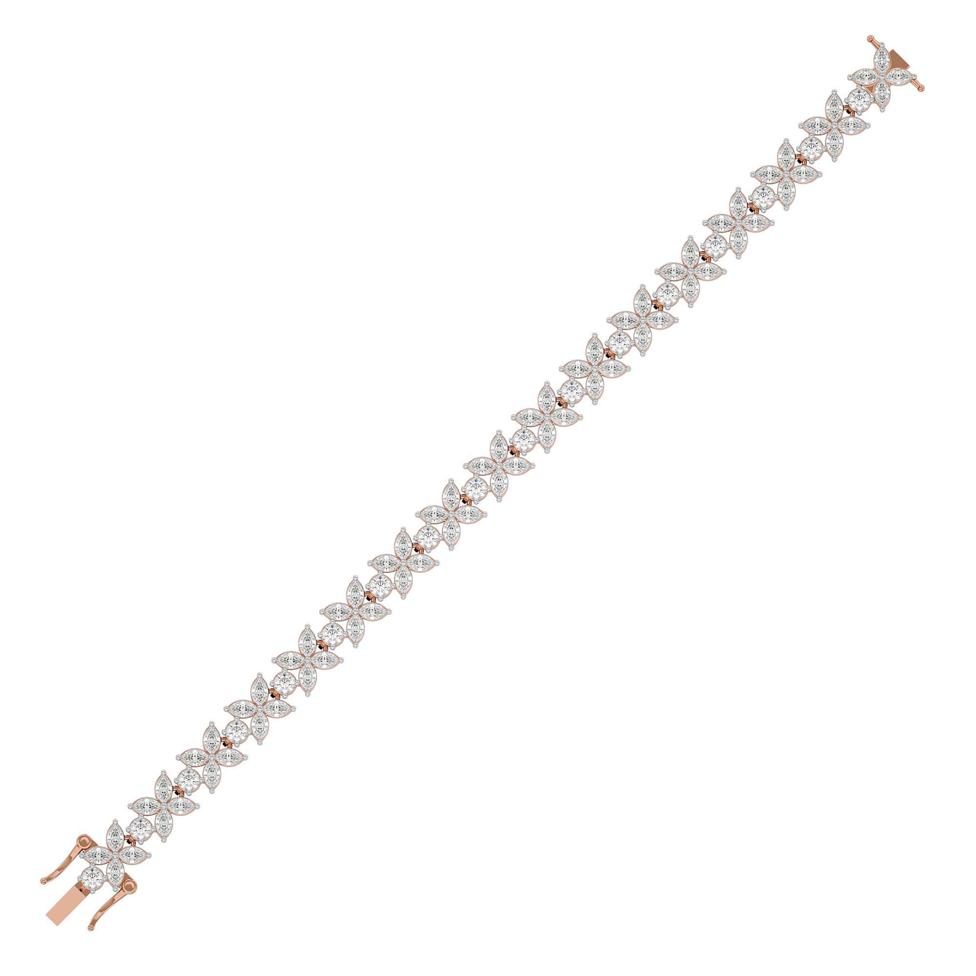 14KT Yellow Gold 10.12 Carat Marquise & Round Cut Diamond Bracelet