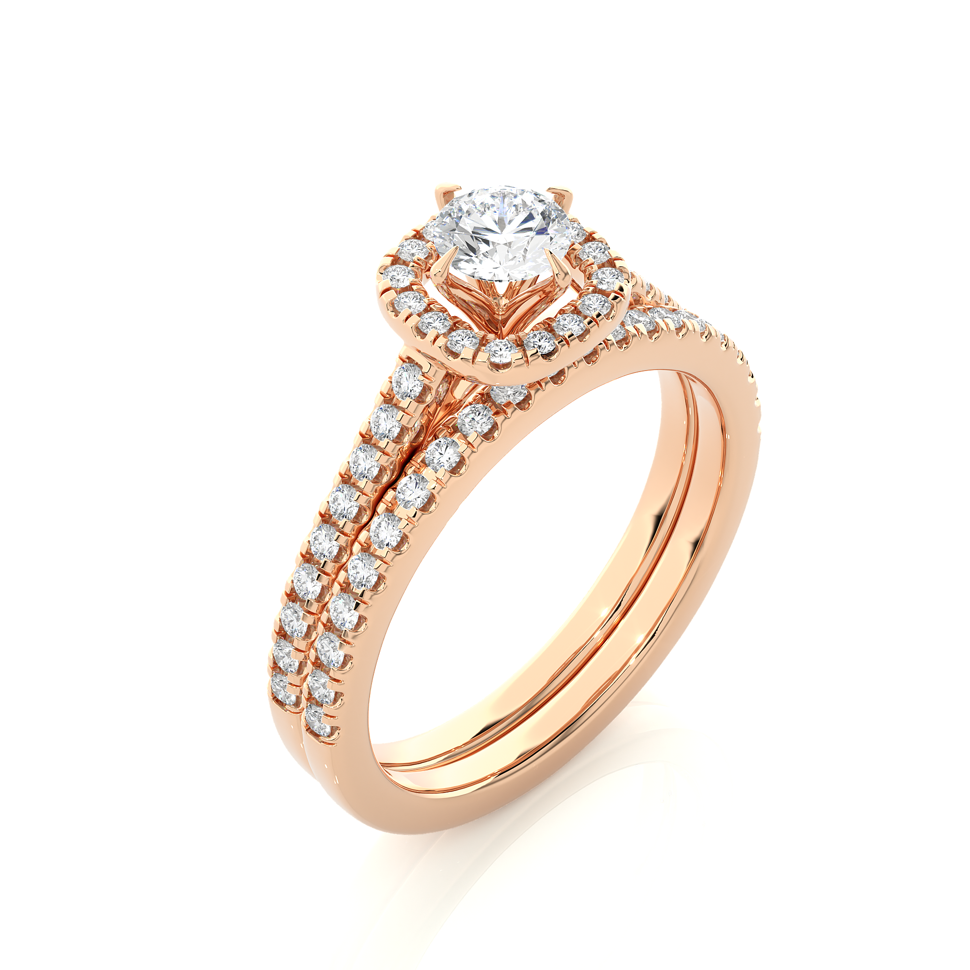 14K White Yellow Rose Gold 1.31 Carat Princess Halo Solitaire Diamond Ring