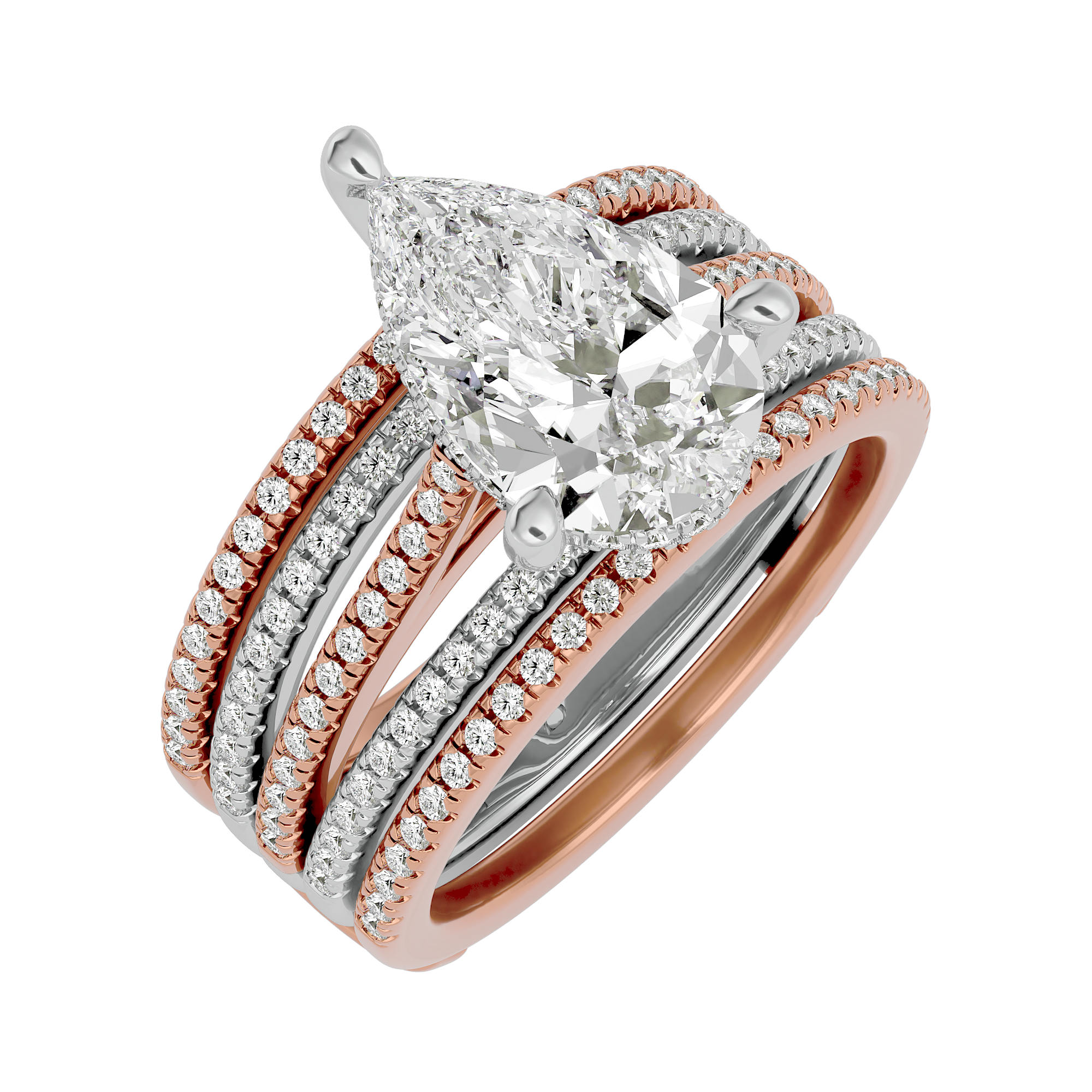 14KT Gold 3.52 Carat Pear-Shaped Lab-Grown Diamond Ring
