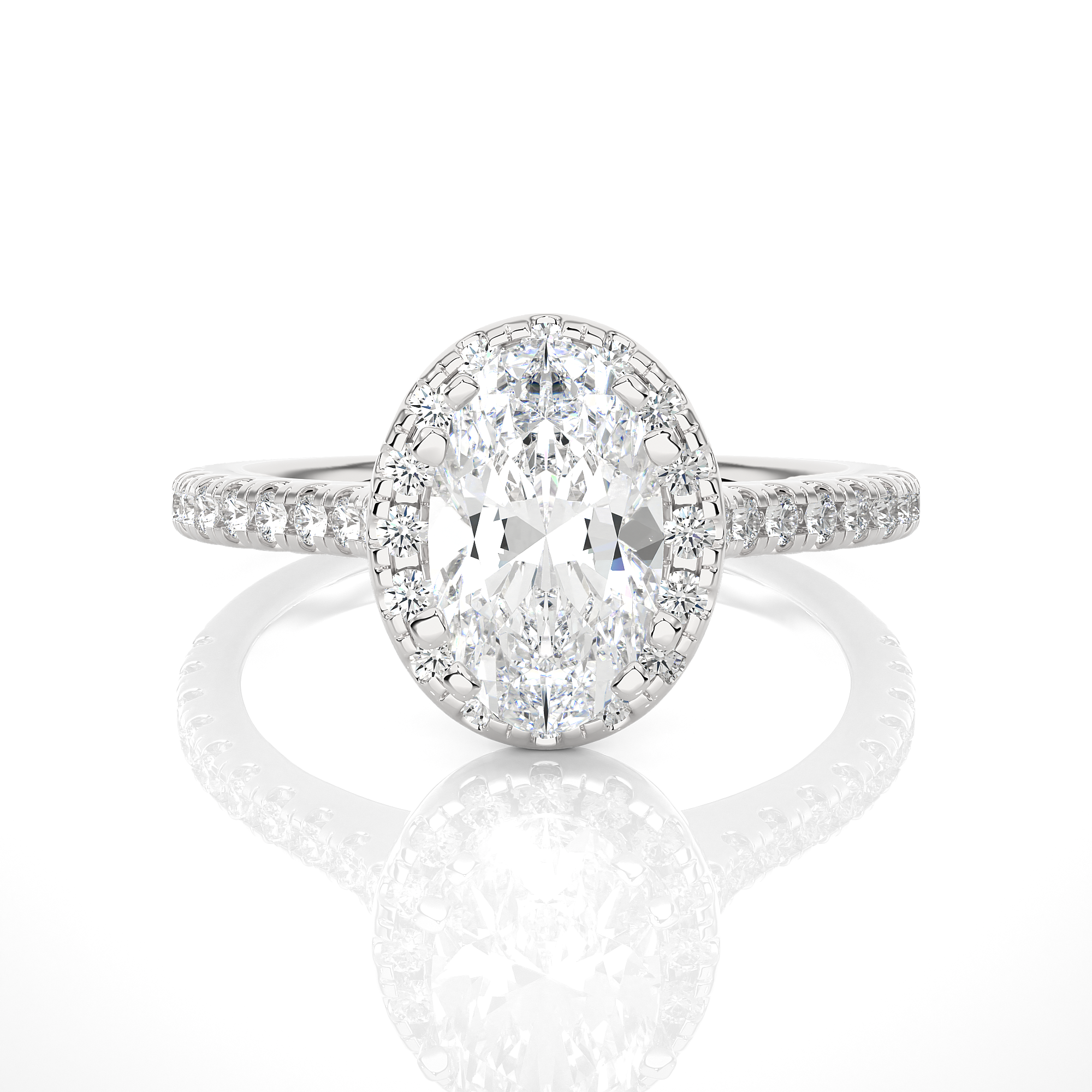 14K White Yellow Rose Gold 2.50 Carat Oval Halo Diamond Ring