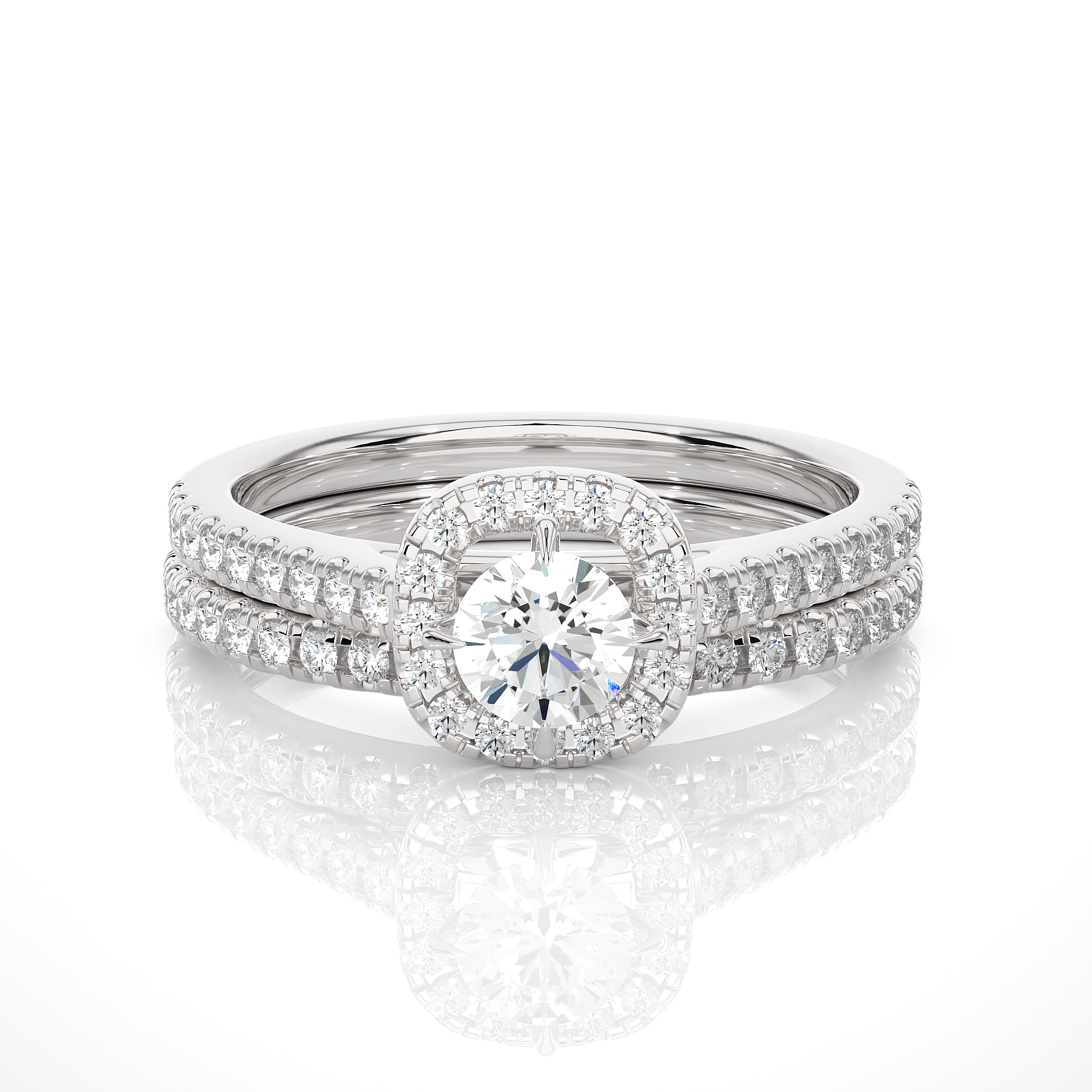 14K White Yellow Rose Gold 1.31 Carat Princess Halo Solitaire Diamond Ring