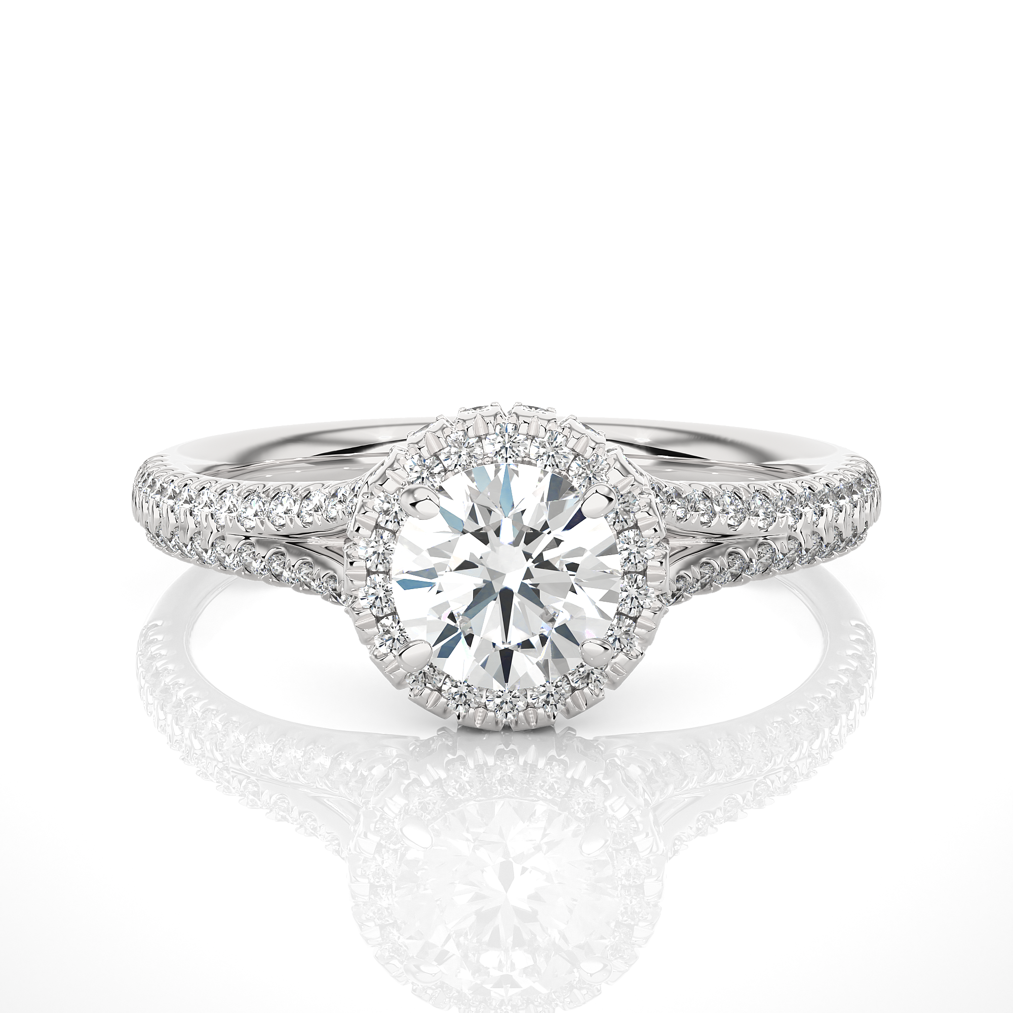 14K White Yellow Rose Gold 1.07 Carat Round Diamond Ring