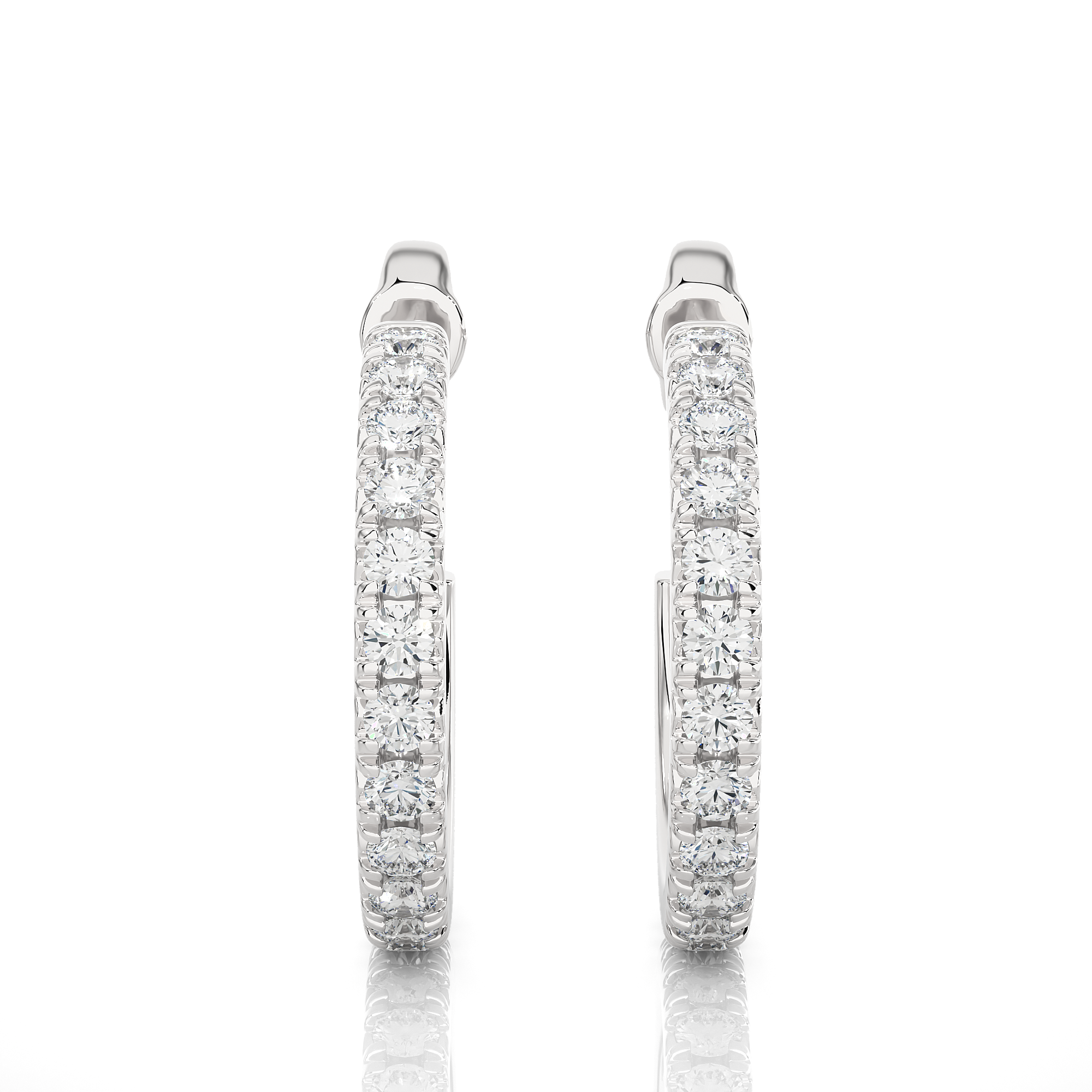 14K White Yellow Rose Gold 0.7 Carat Hoop Diamond Earrings