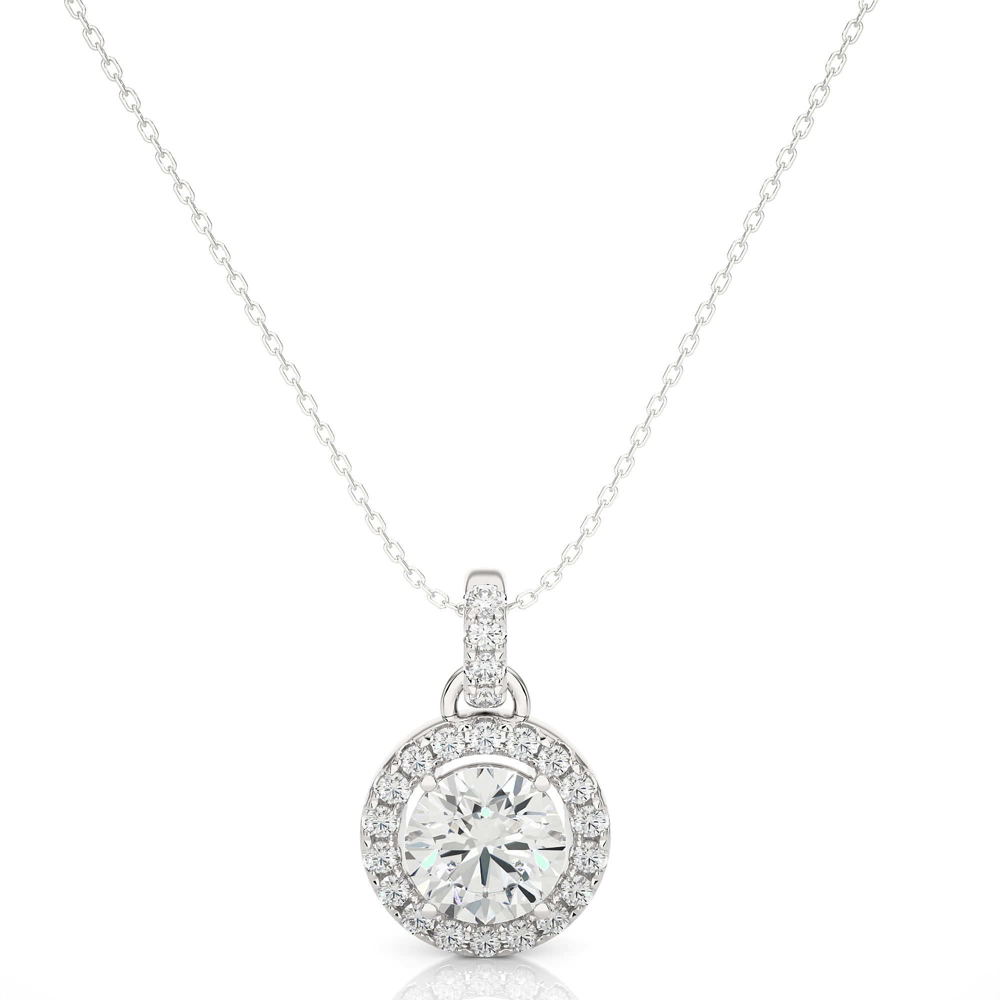 14K White Yellow Rose Gold 1.52 Carat Double Halo Diamond Pendant
