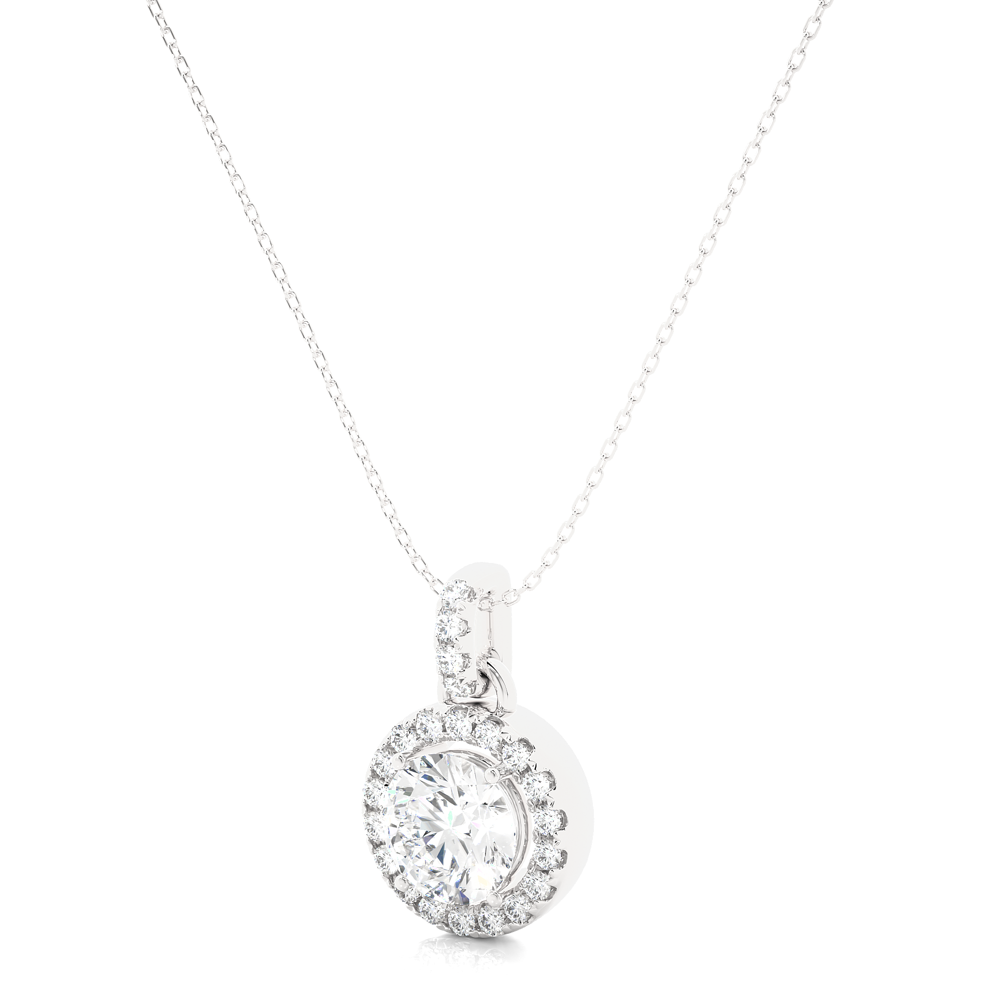 14K White Yellow Rose Gold 1.52 Carat Double Halo Diamond Pendant