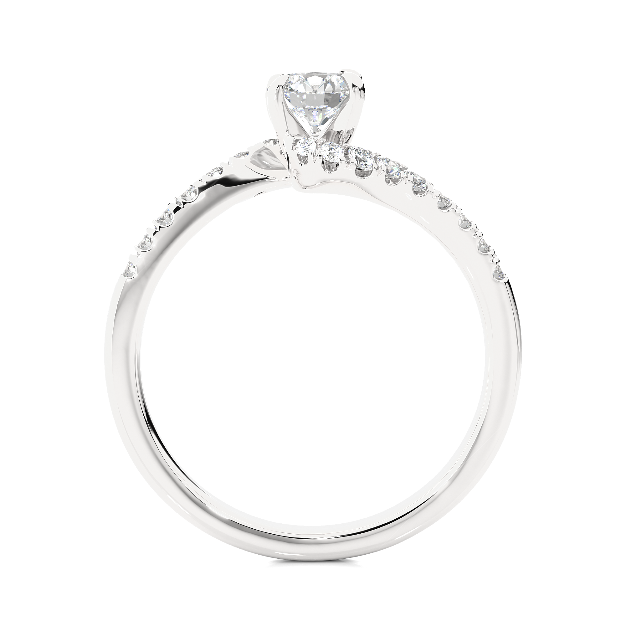 14K White Yellow Rose Gold 0.67 Carat Bypass Pave Round Diamond Ring