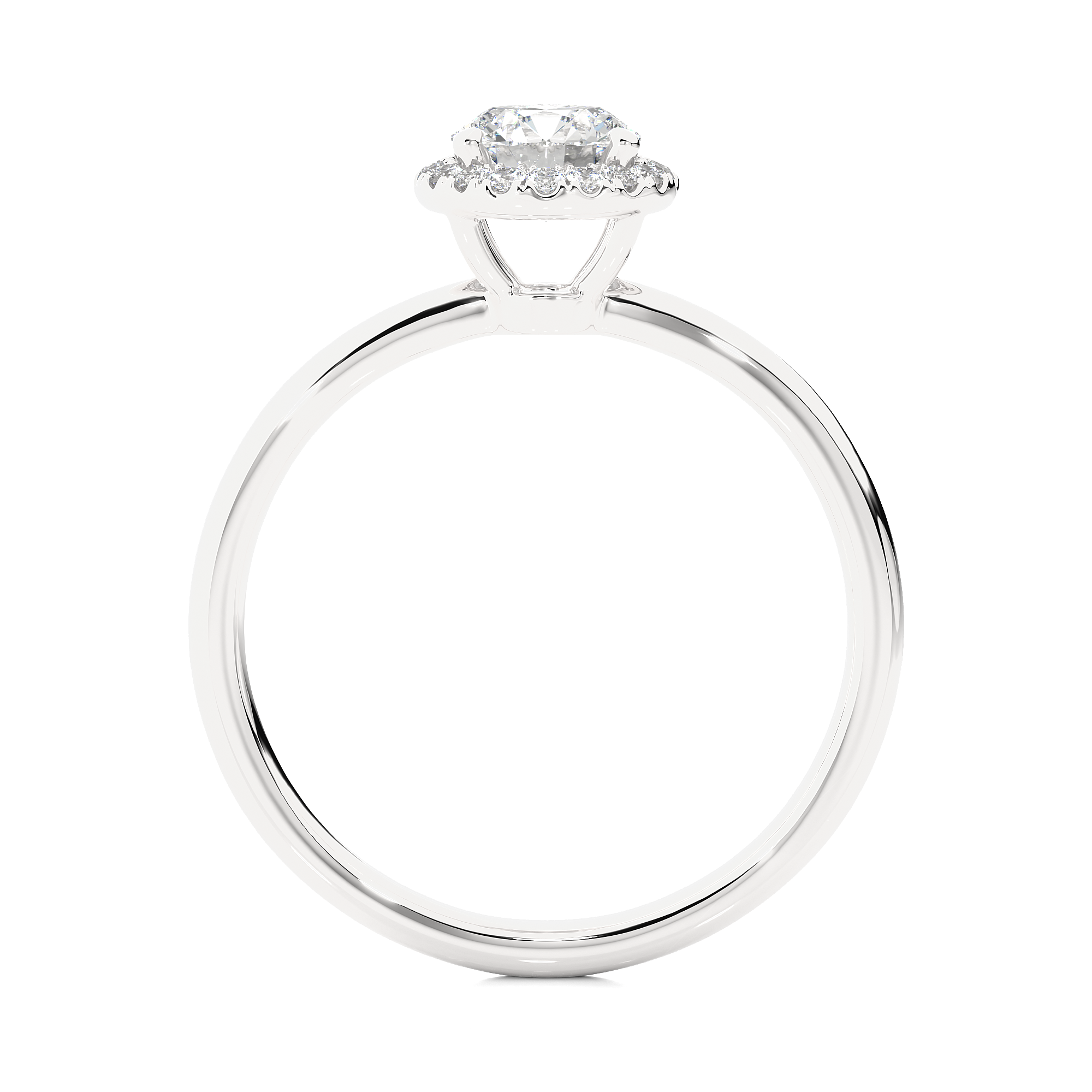 14K White Yellow Rose Gold 0.5 Carat Round Halo Diamond Ring