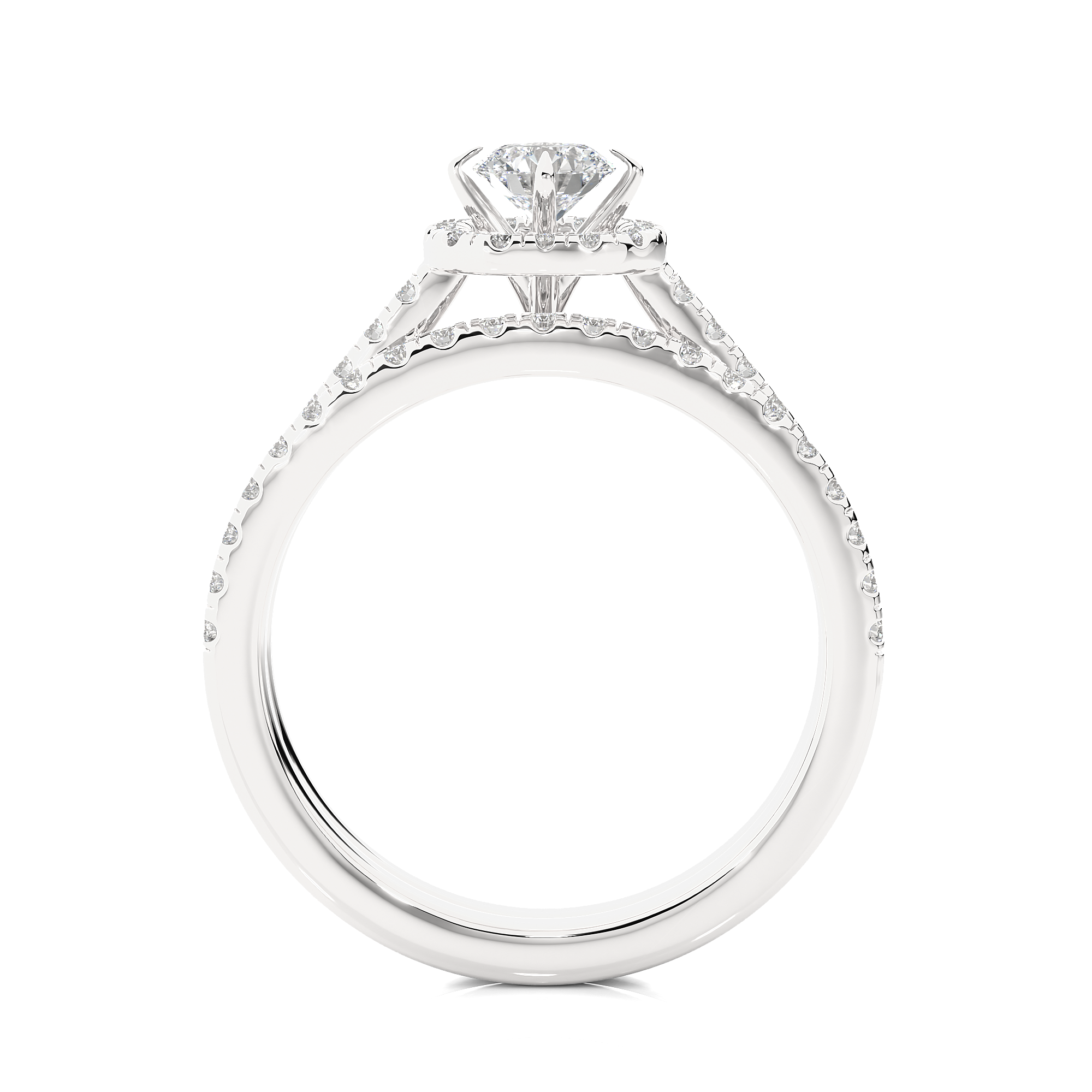 14K White Yellow Rose Gold 1.31 Carat Princess Halo Solitaire Diamond Ring