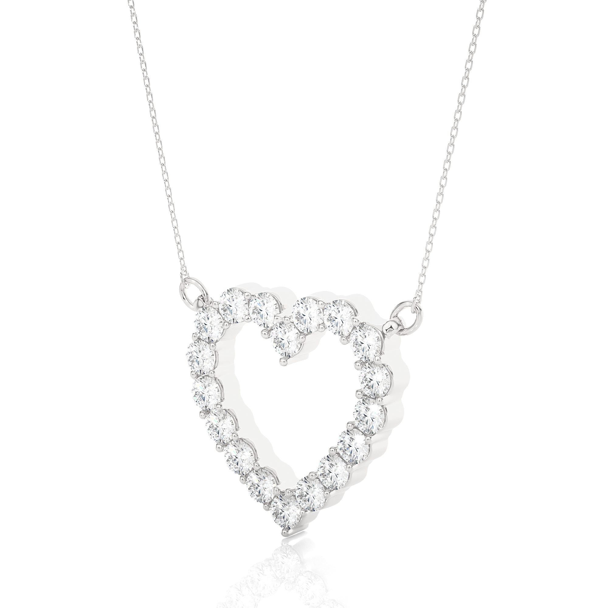 14K White Yellow Rose Gold Heart-Shaped Diamond Pendant with 18 Round Diamond Accents