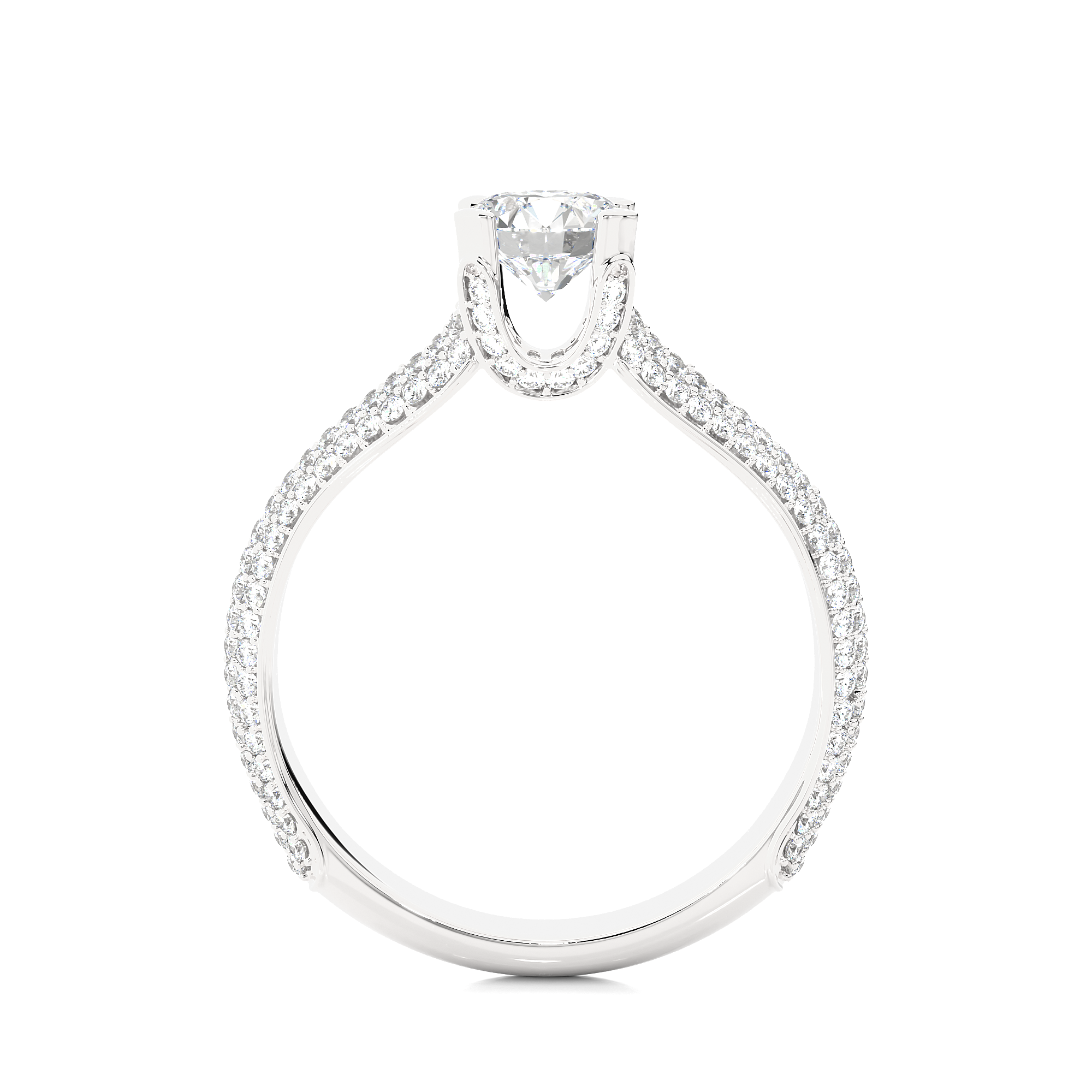 14K White Yellow Rose Gold 1.13 Carat Split Shank Round Diamond Ring