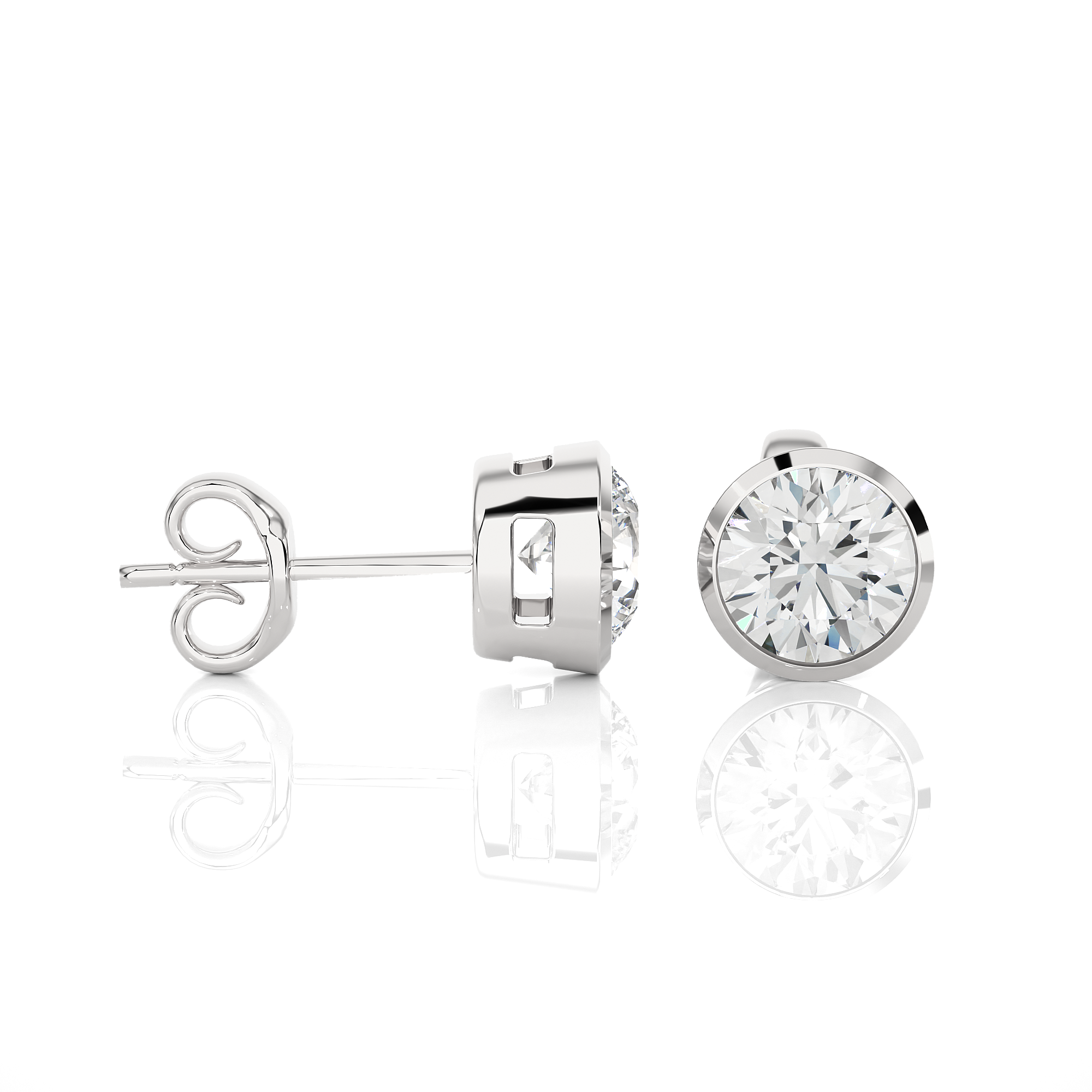 14K White Yellow Rose Gold 1.18 Carat Round Micro Prong Setting Stud Diamond Earrings