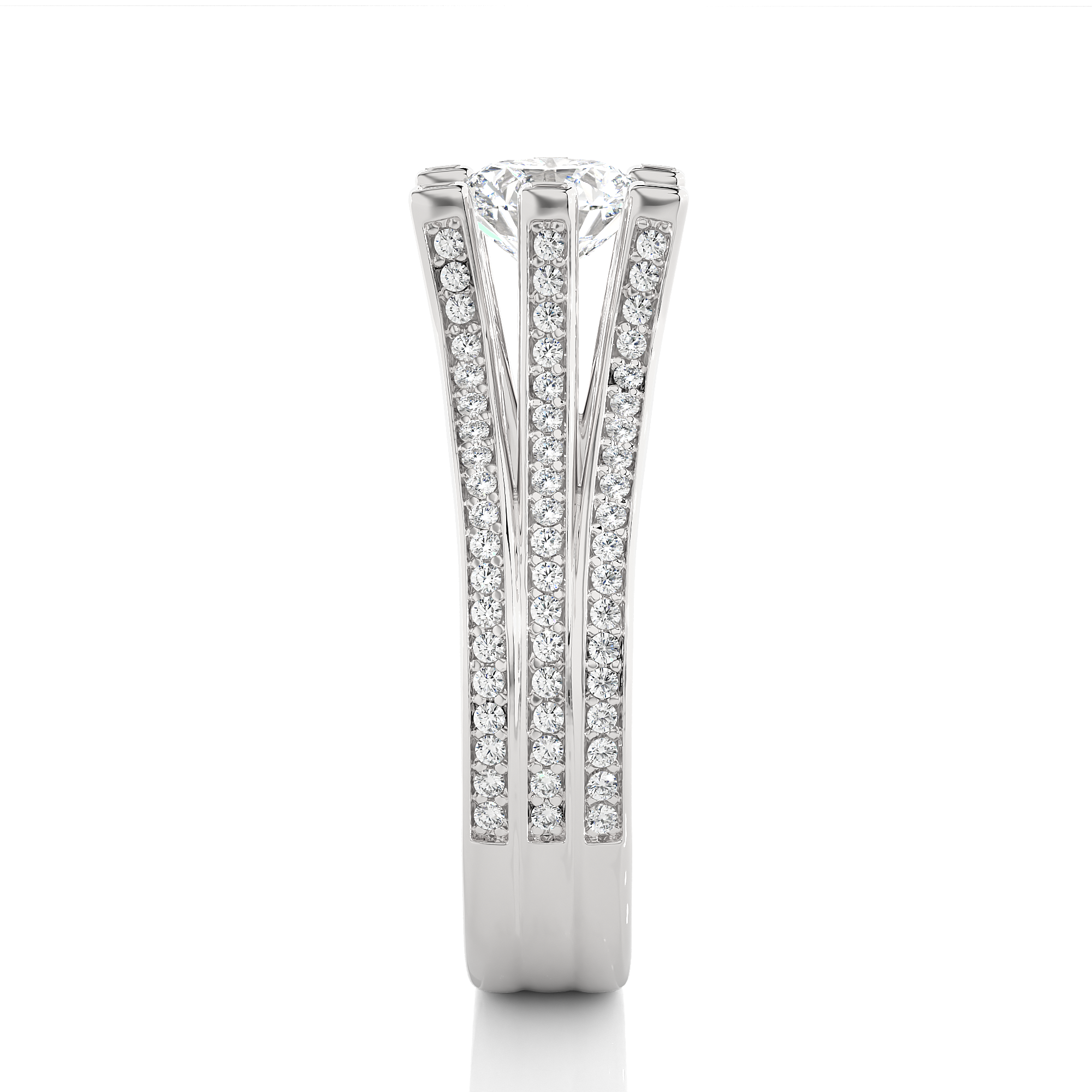 14K White Yellow Rose Gold 1.48 Carat Round Step-cut Facets Diamond Ring
