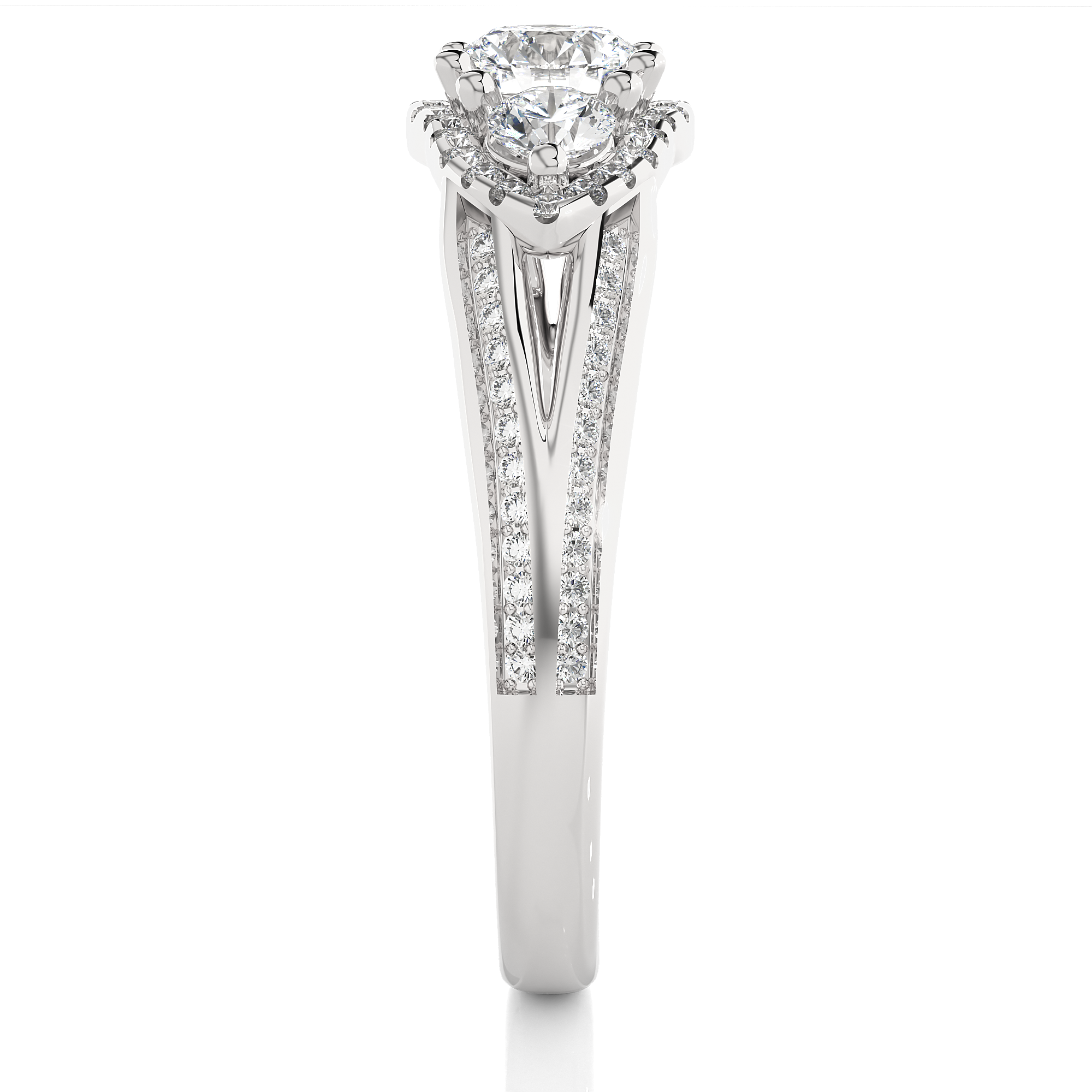 14K White Yellow Rose Gold1.14 Carat Three Stone Round Cut Diamond Ring