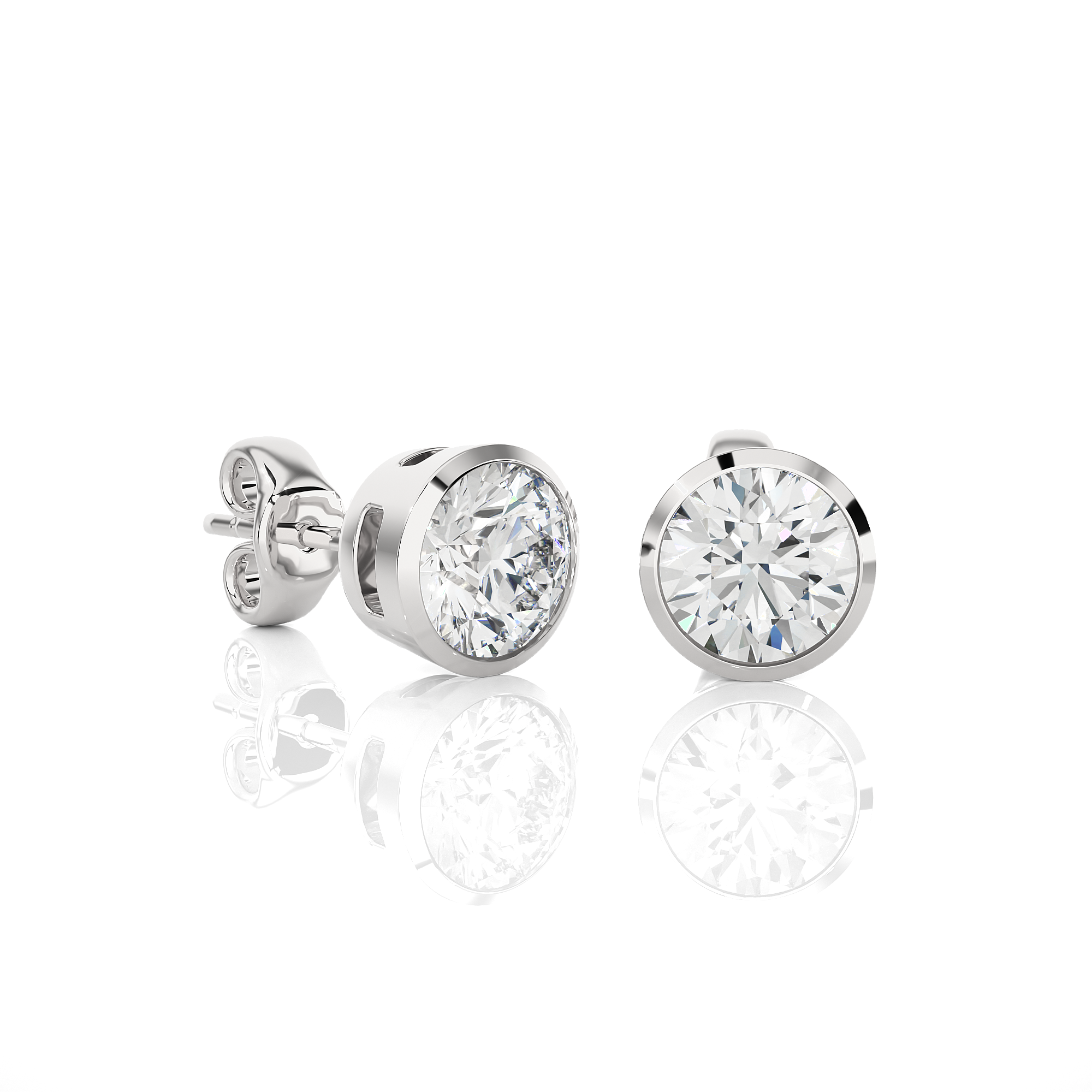 14K White Yellow Rose Gold 1.18 Carat Round Micro Prong Setting Stud Diamond Earrings