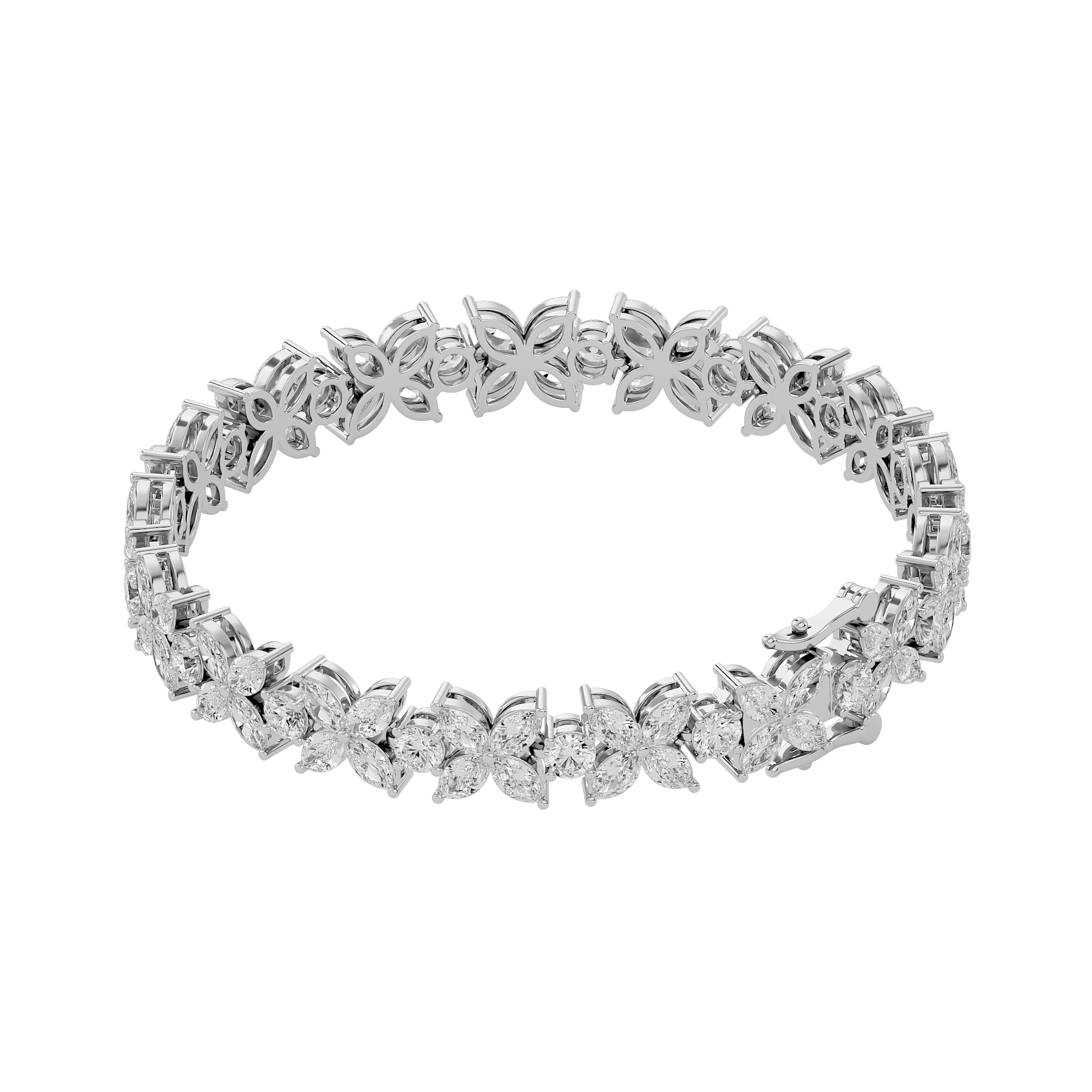14KT Yellow Gold 10.12 Carat Marquise & Round Cut Diamond Bracelet