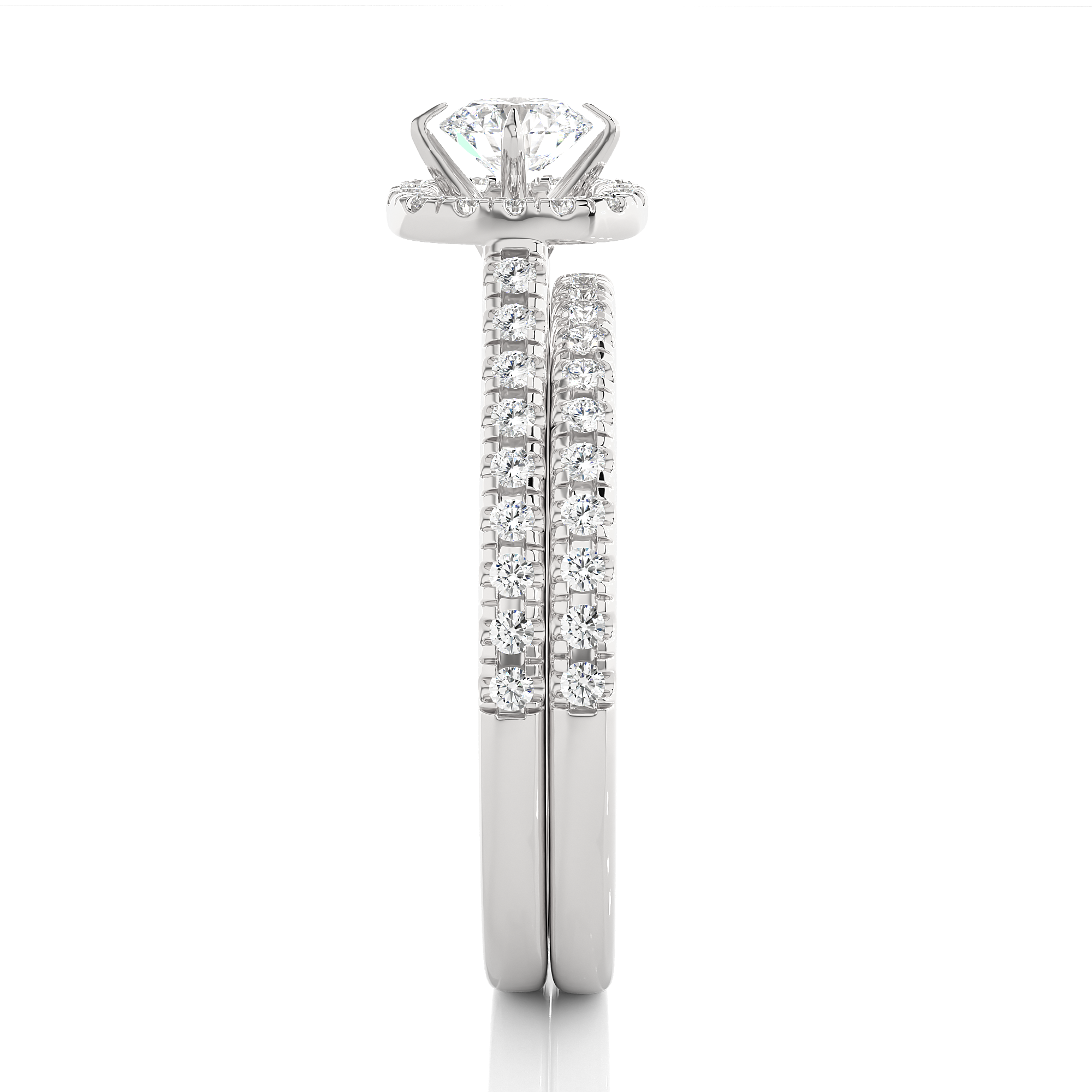 14K White Yellow Rose Gold 1.31 Carat Princess Halo Solitaire Diamond Ring