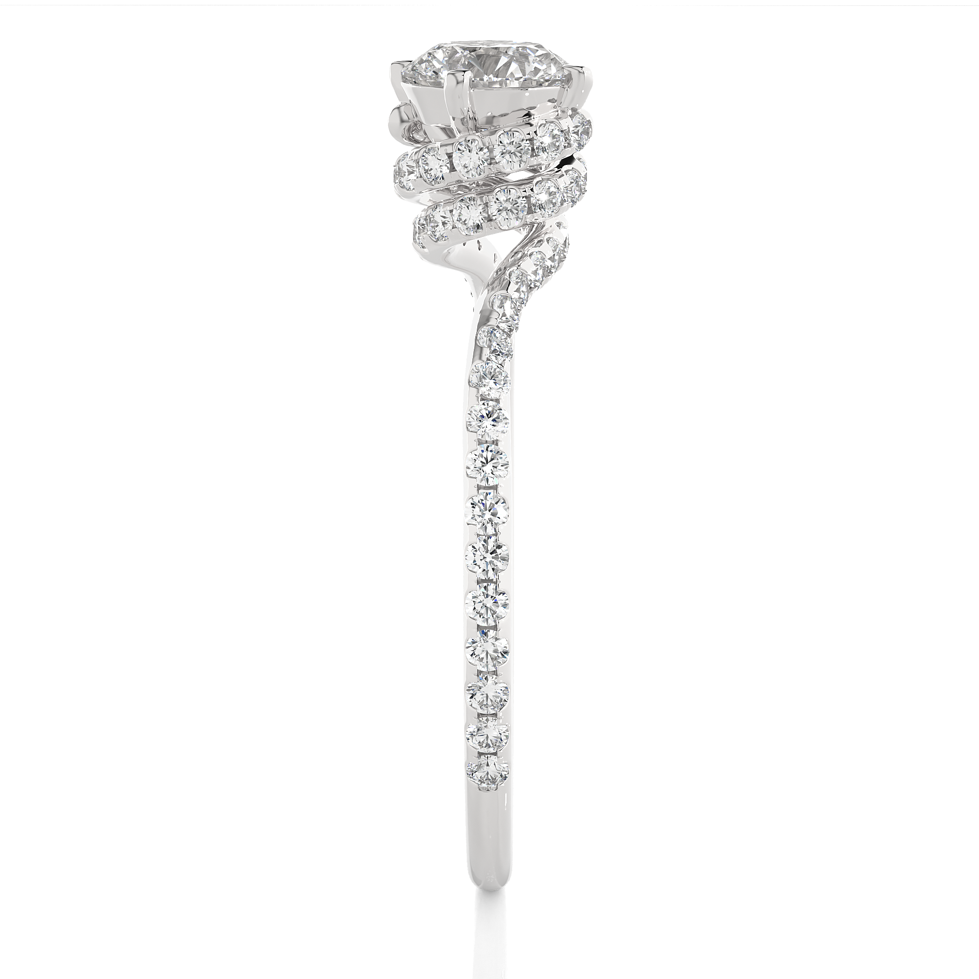14K White Yellow Rose Gold 0.84 Carat Round Cluster Halo Diamond Ring