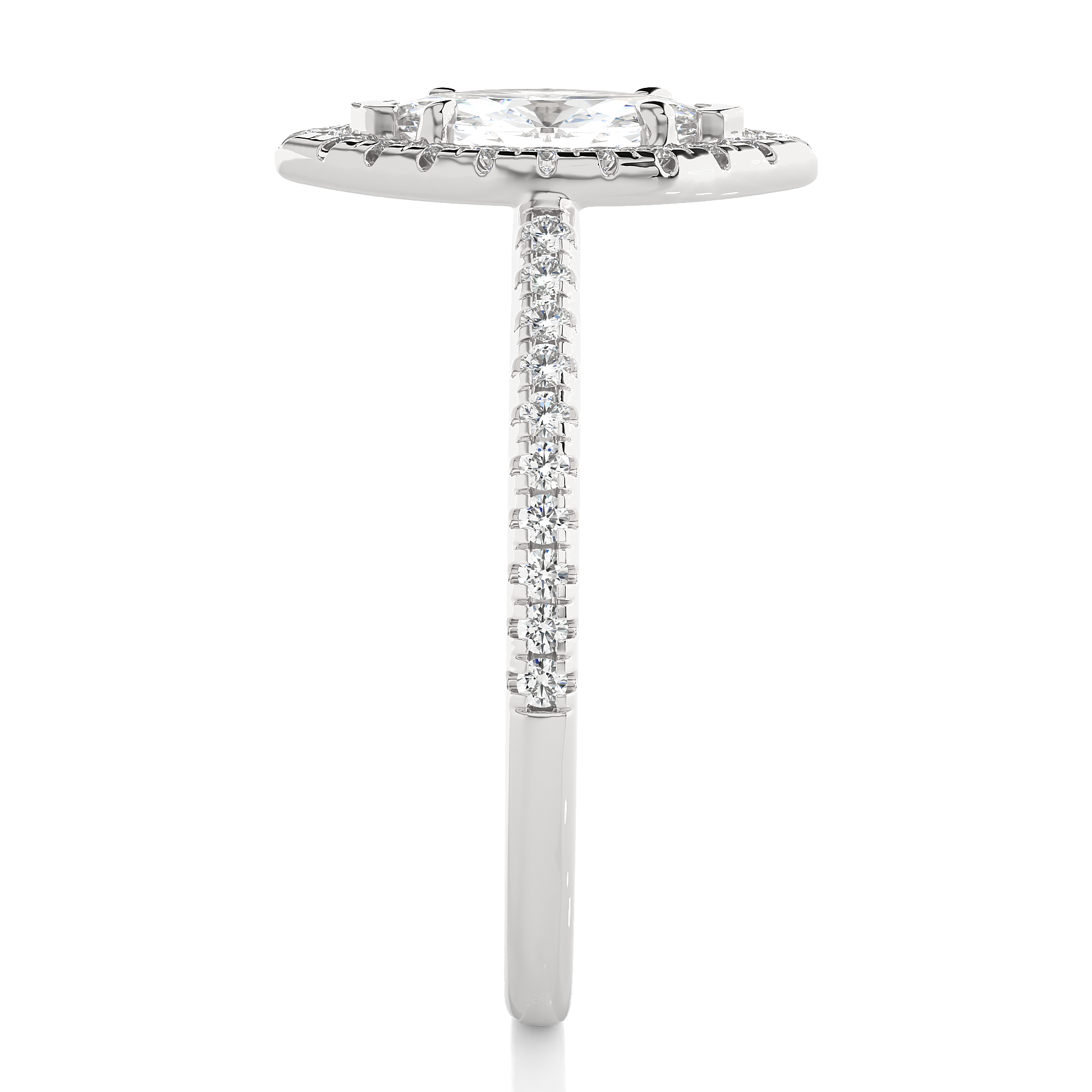 14K White Yellow Rose Gold 0.89 Carat Marquise Double Halo Diamond Ring