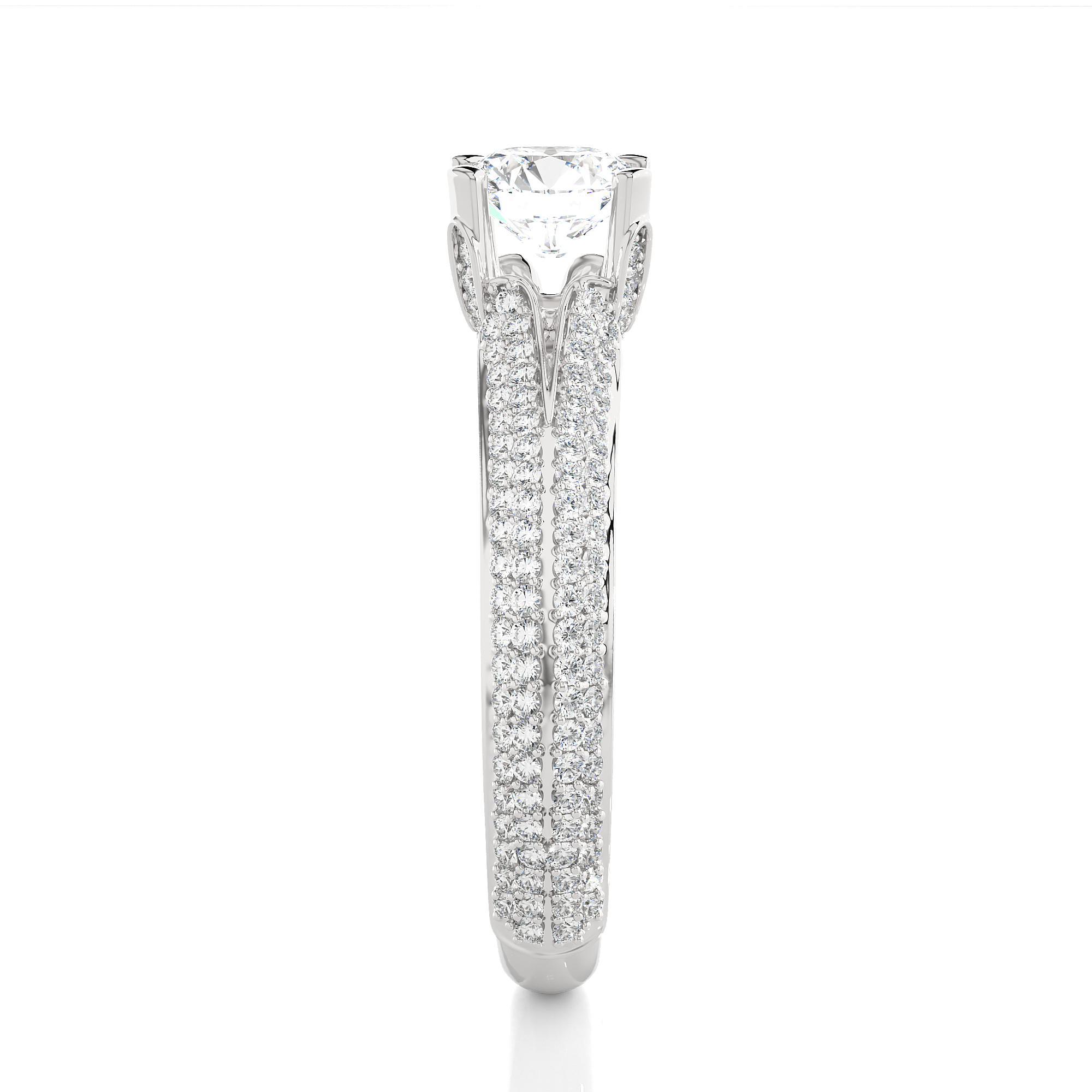 14K White Yellow Rose Gold 1.13 Carat Split Shank Round Diamond Ring