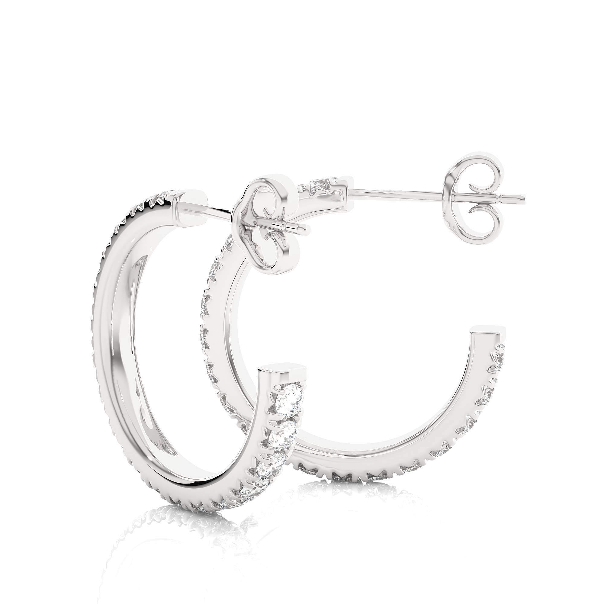 14K White Yellow Rose Gold 0.7 Carat Hoop Diamond Earrings