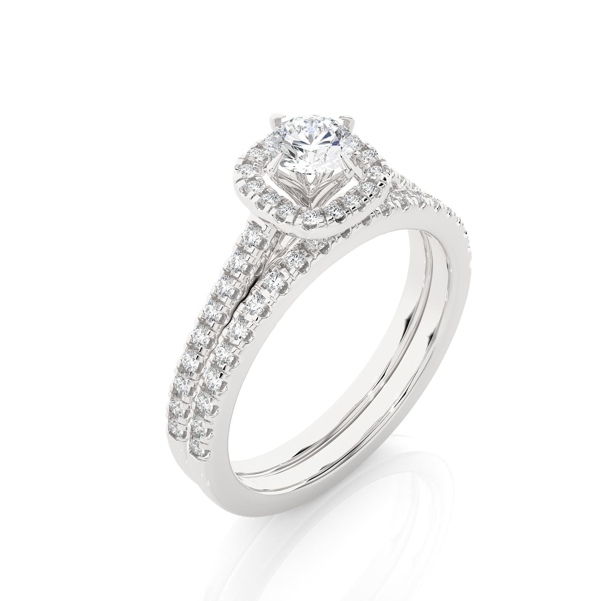 14K White Yellow Rose Gold 1.31 Carat Princess Halo Solitaire Diamond Ring
