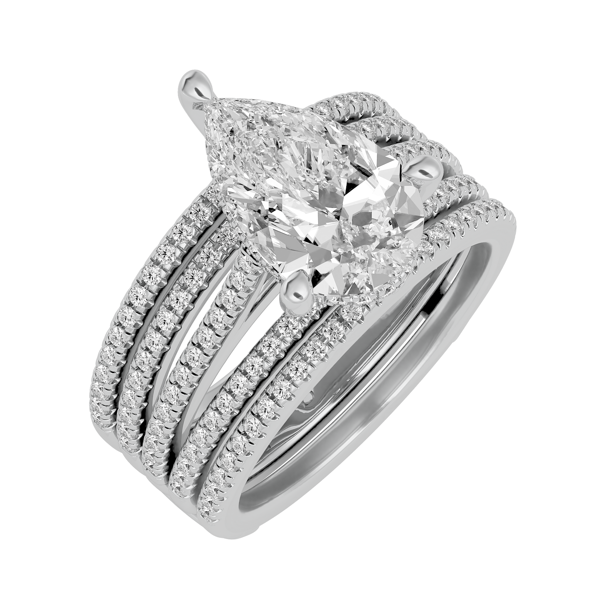 14KT Gold 3.52 Carat Pear-Shaped Lab-Grown Diamond Ring