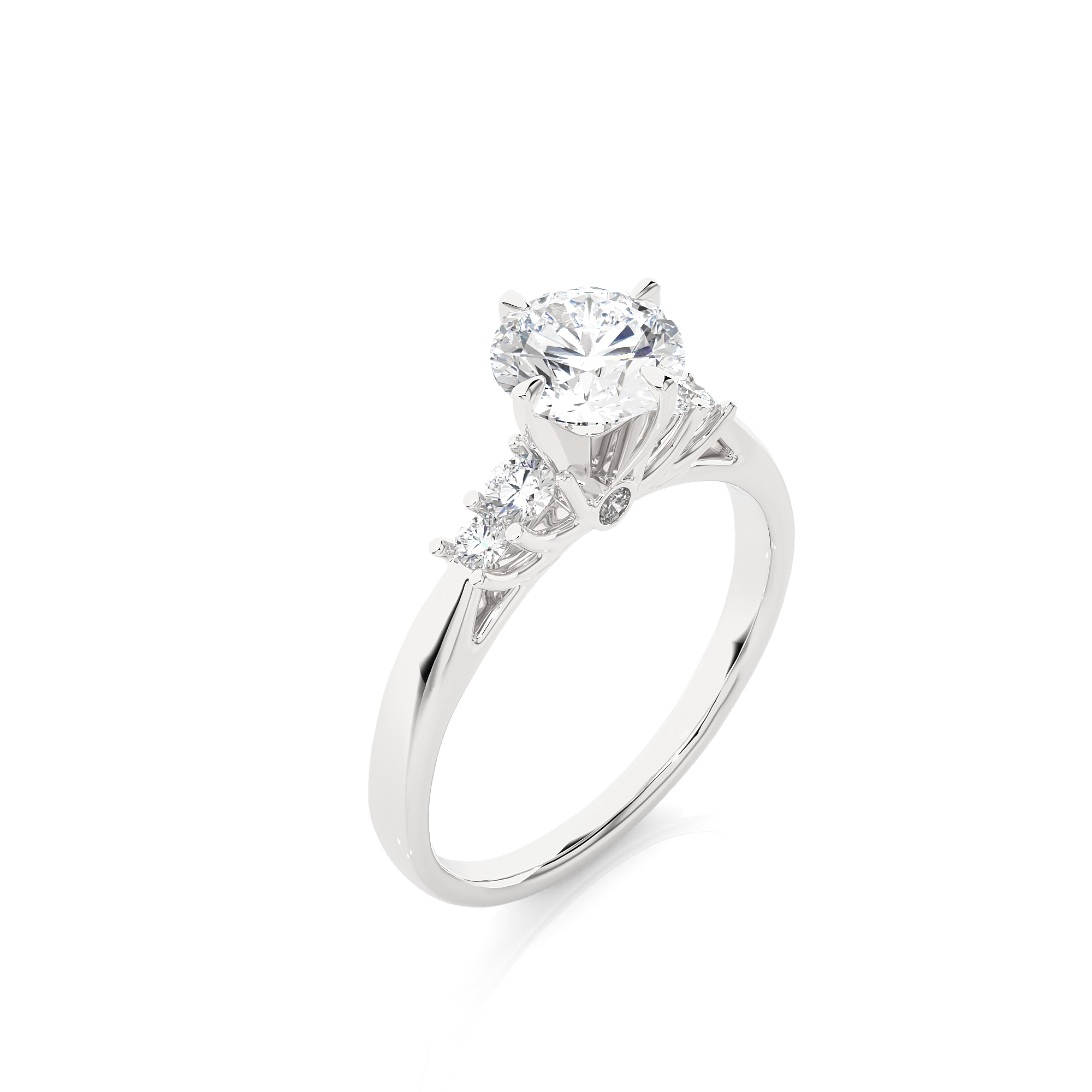 14K White Yellow Rose Gold 0.69 Carat Round Solitaire Diamond Ring