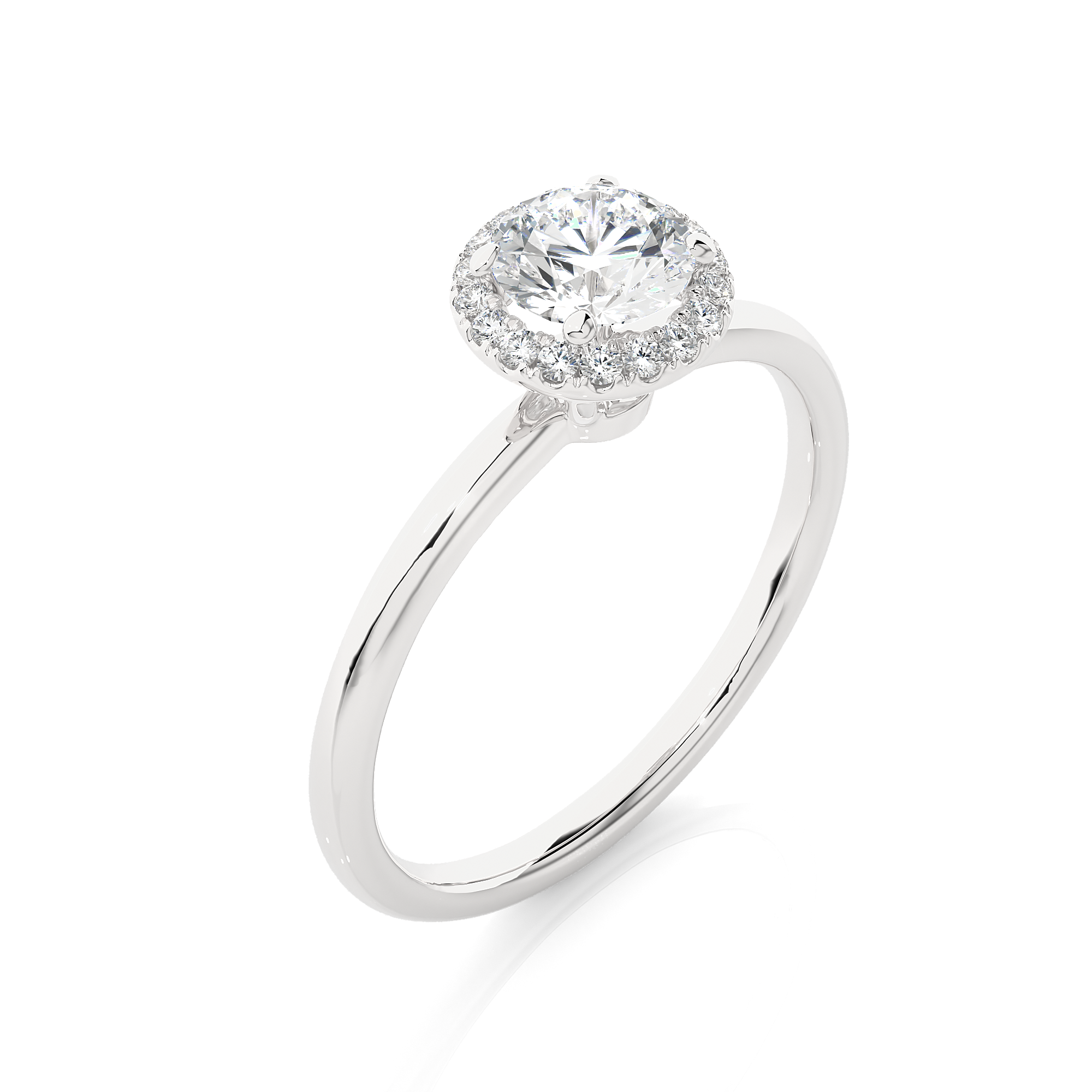 14K White Yellow Rose Gold 0.5 Carat Round Halo Diamond Ring