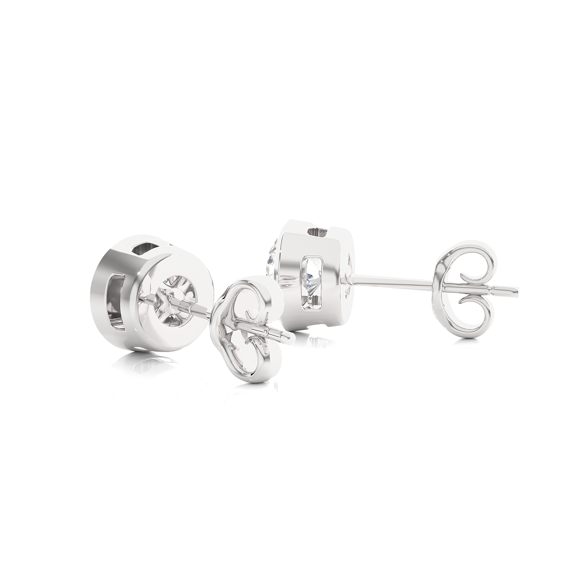 14K White Yellow Rose Gold 1.18 Carat Round Micro Prong Setting Stud Diamond Earrings
