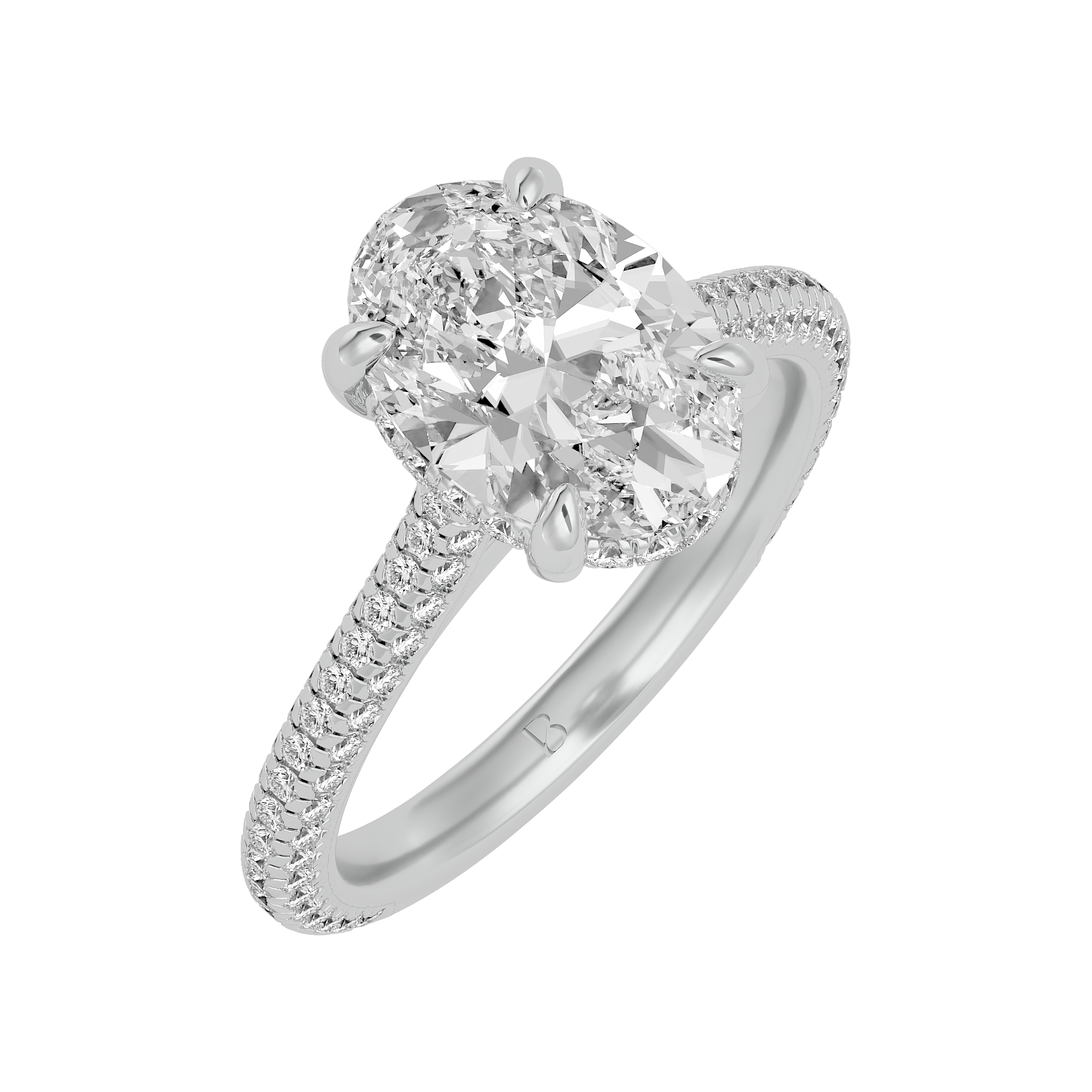 Elegant Oval and Round Diamond Engagement Ring