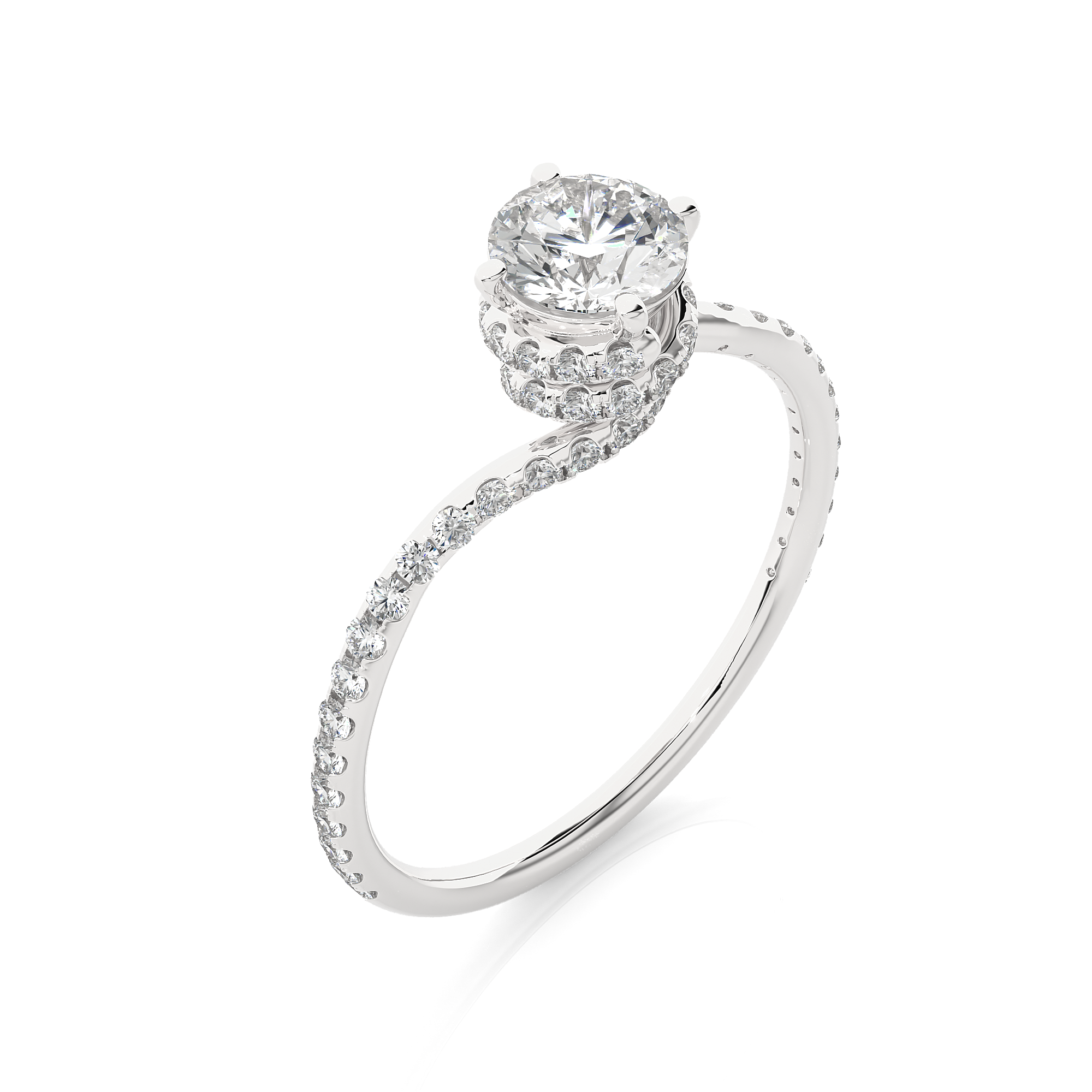 14K White Yellow Rose Gold 0.84 Carat Round Cluster Halo Diamond Ring
