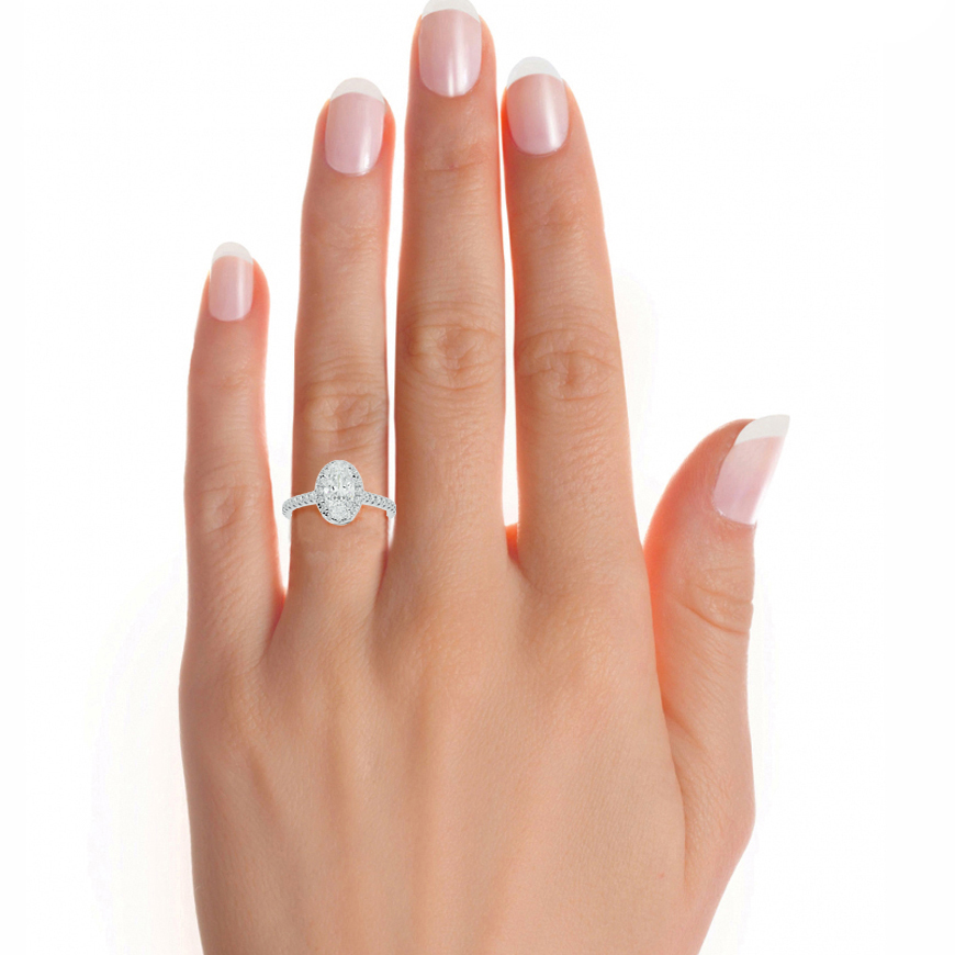 14K White Yellow Rose Gold 2.50 Carat Oval Halo Diamond Ring