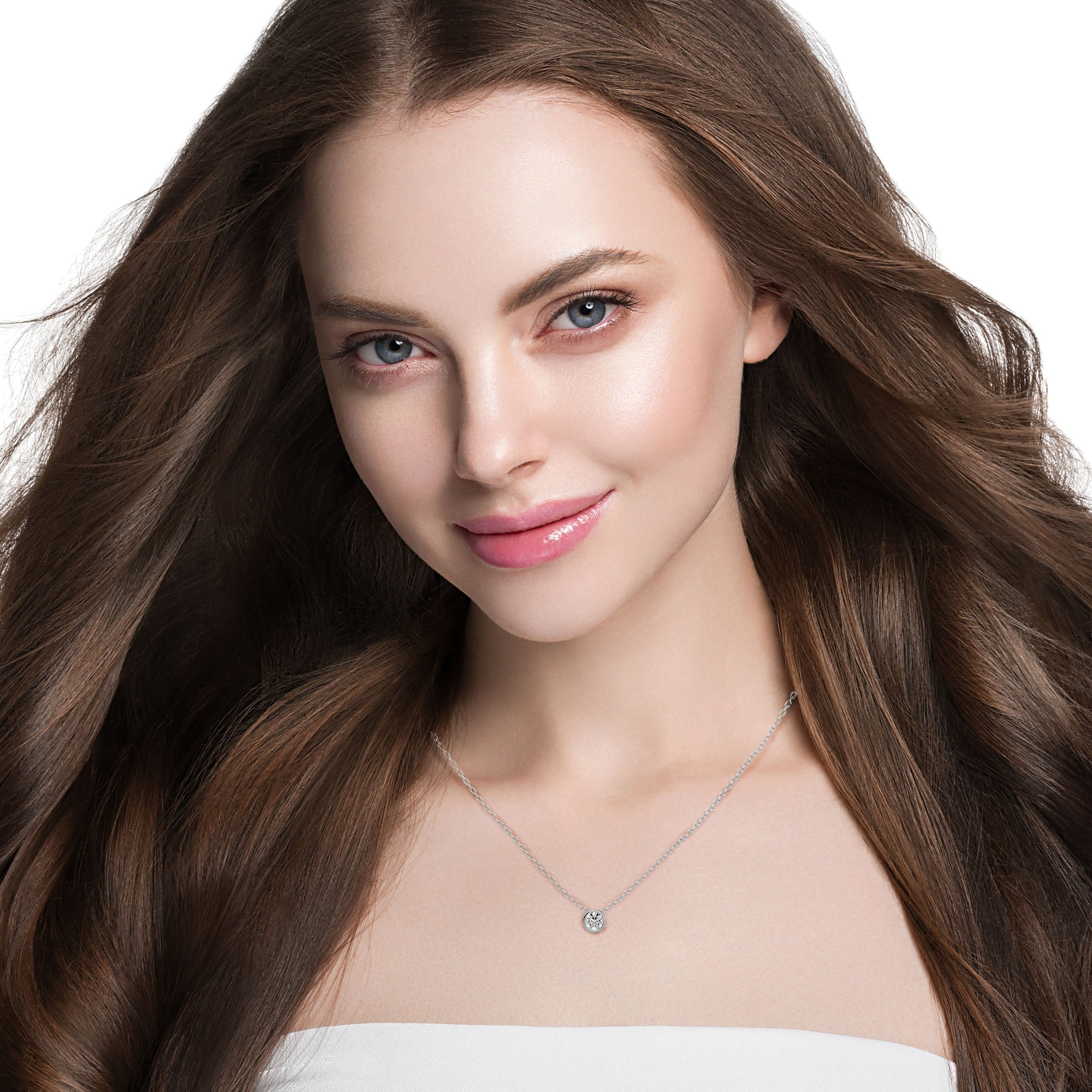 14K White Yellow Rose Gold 1.08 Carat Round Diamond Pendant