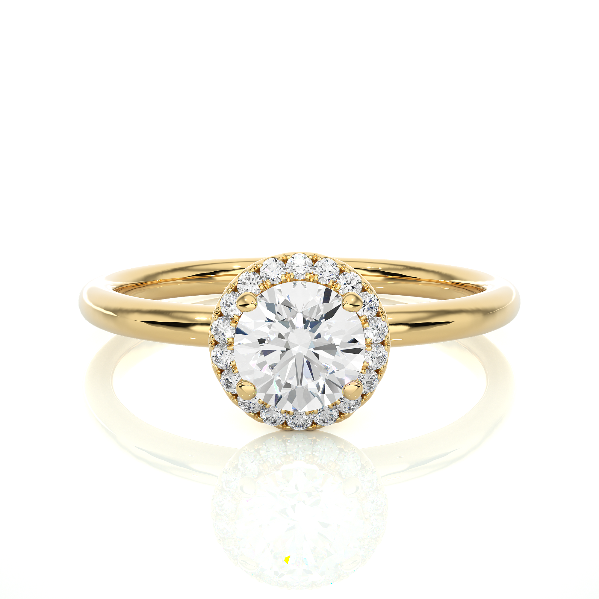 14K White Yellow Rose Gold 0.5 Carat Round Halo Diamond Ring