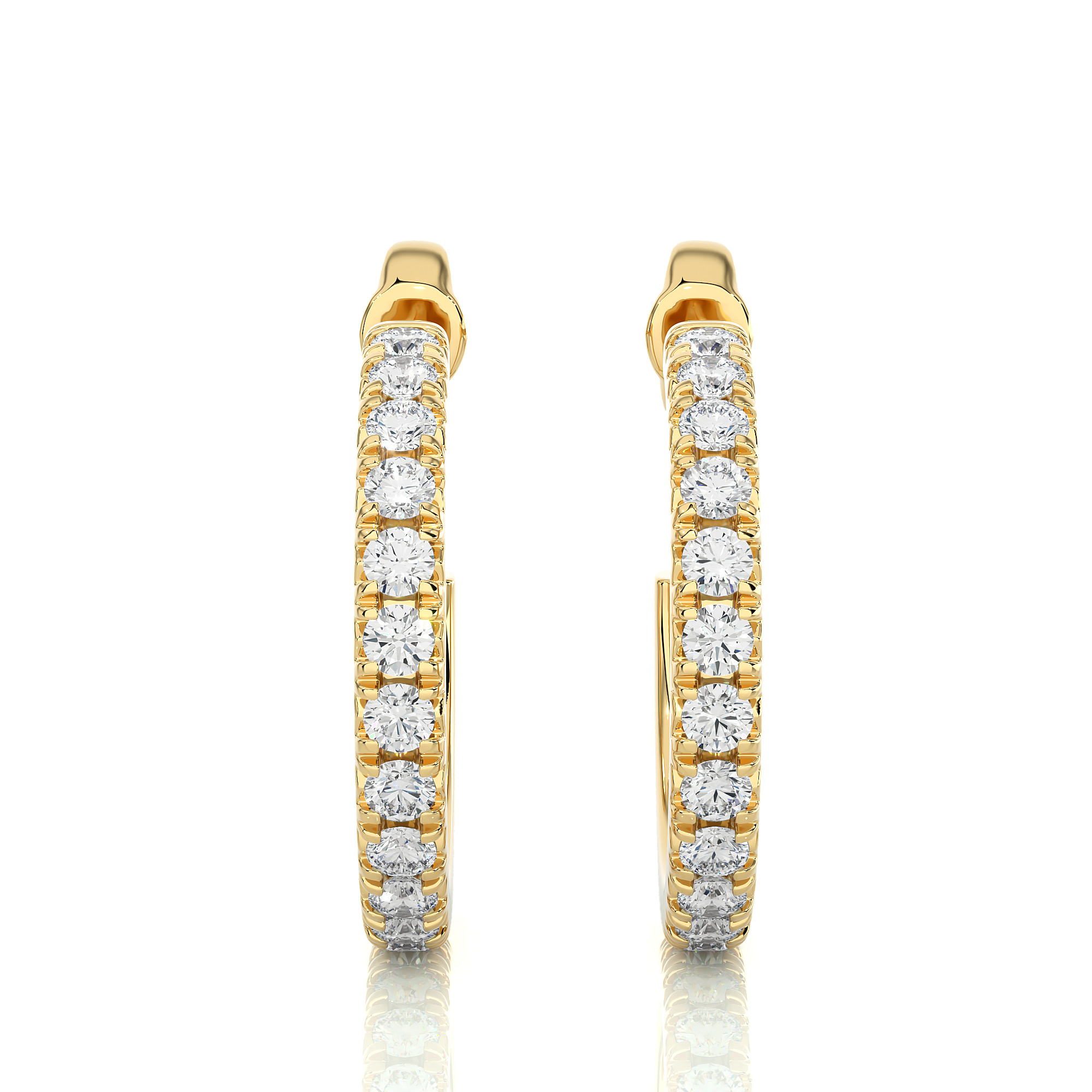 14K White Yellow Rose Gold 0.7 Carat Hoop Diamond Earrings