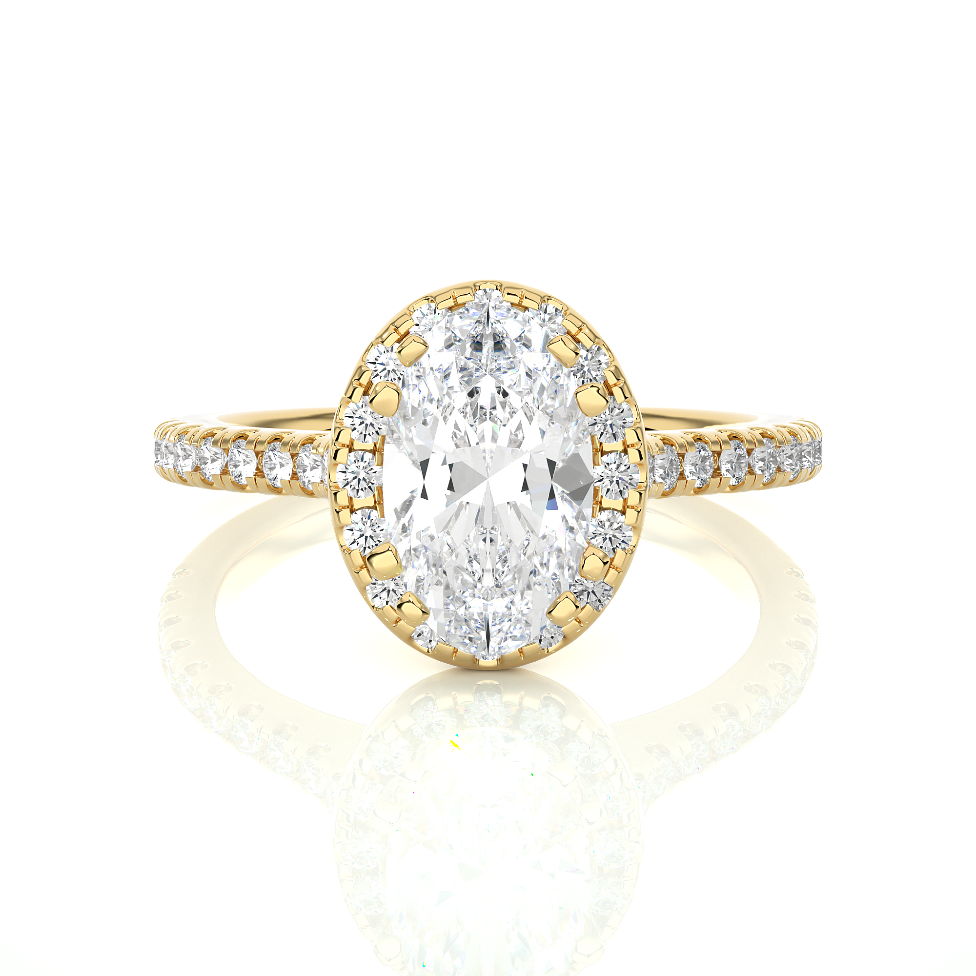 14K White Yellow Rose Gold 2.50 Carat Oval Halo Diamond Ring