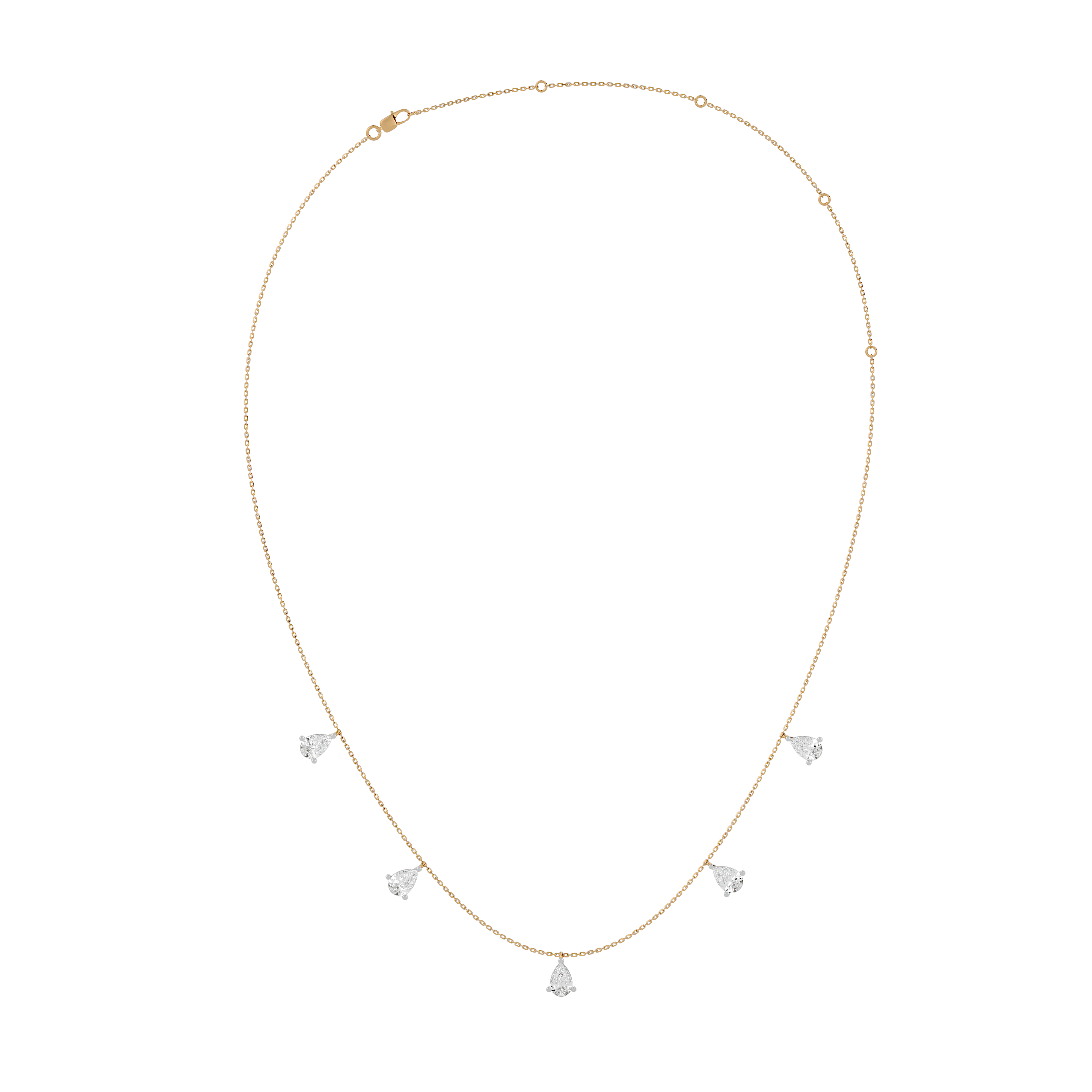 Elegant Pear Diamond Gold Necklace