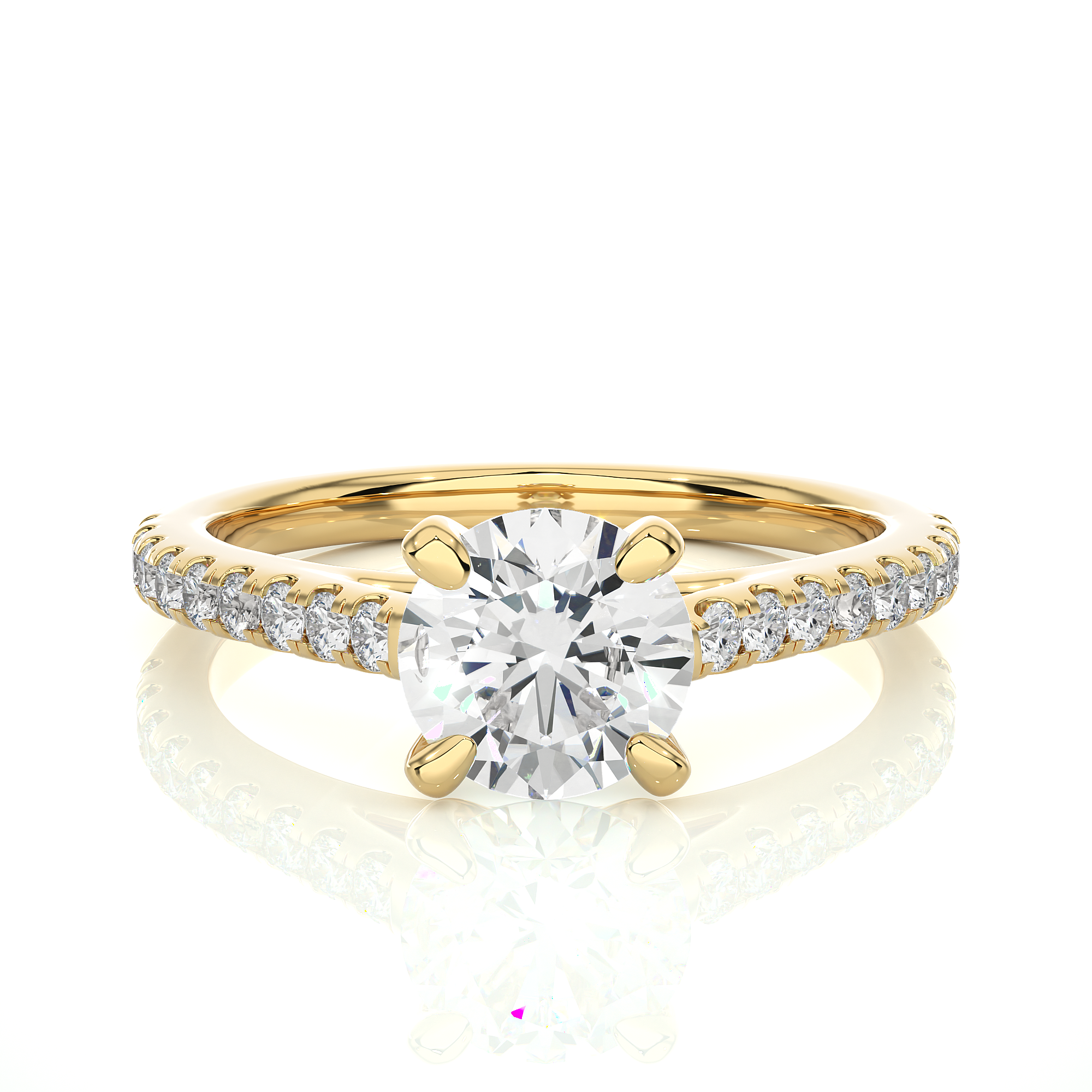 14K White Yellow Rose Gold 1.08 Carat Round Solitaire Diamond Ring