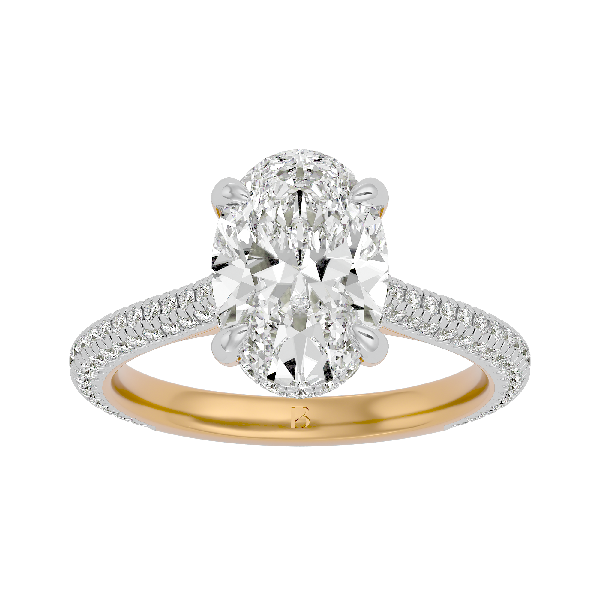 Elegant Oval and Round Diamond Engagement Ring