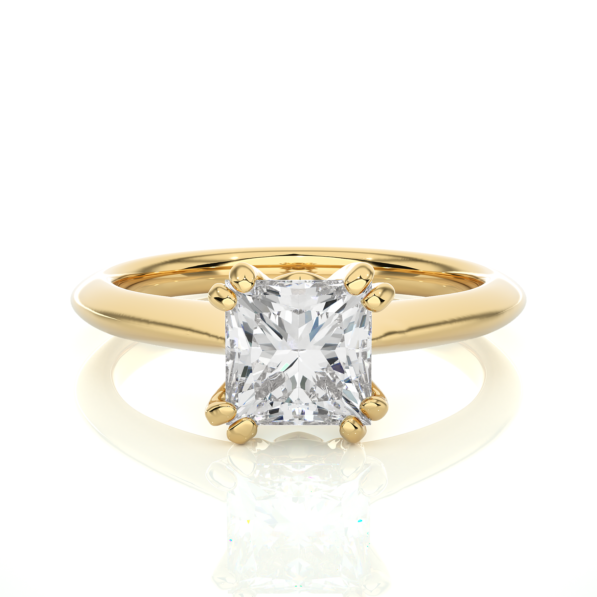 14K White Yellow Rose Gold 1.38 Princess Diamond with 4 Prong Setting Diamond Ring