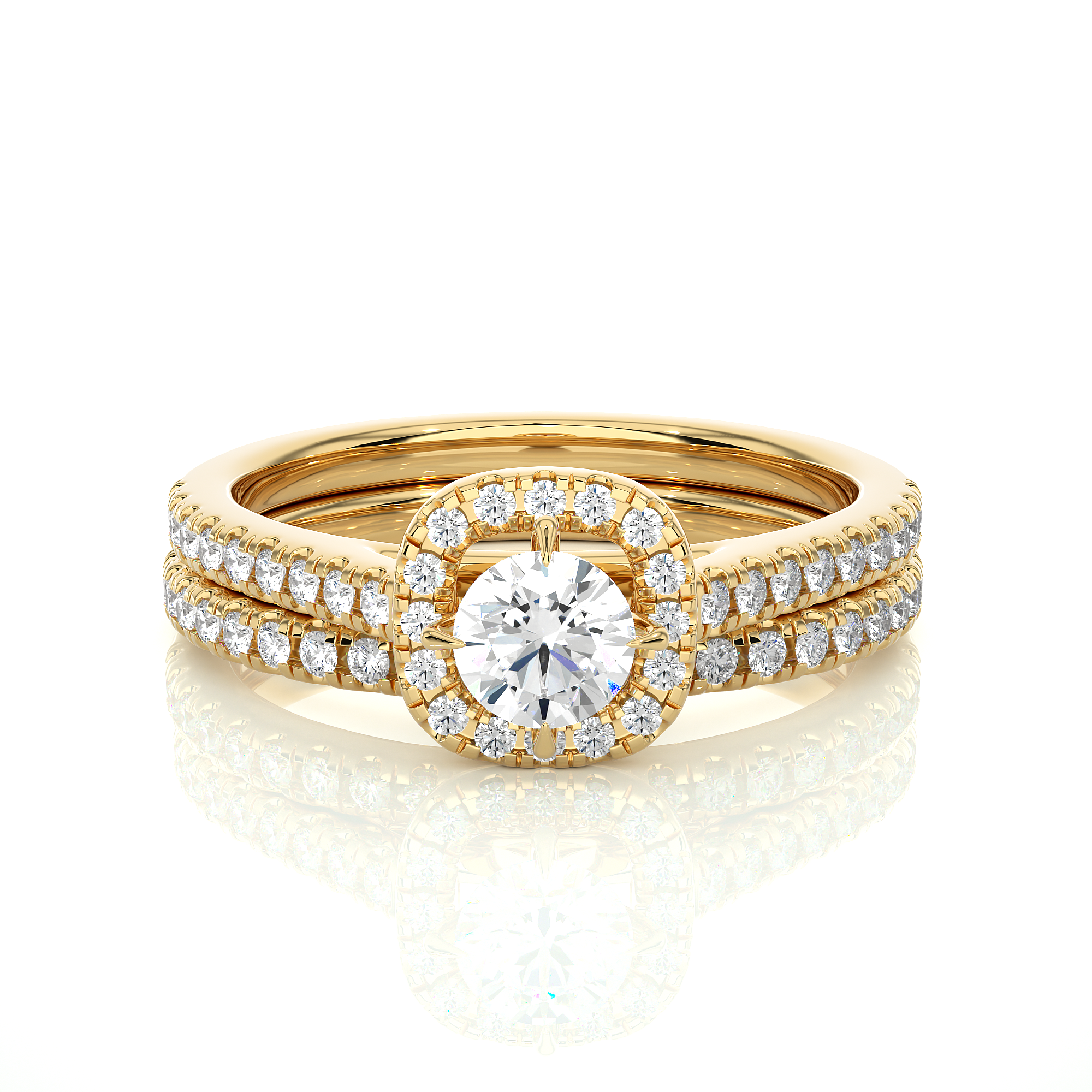 14K White Yellow Rose Gold 1.31 Carat Princess Halo Solitaire Diamond Ring