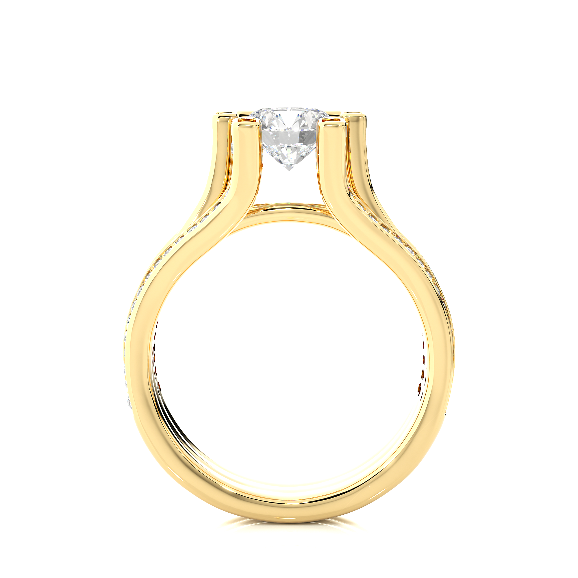 14K White Yellow Rose Gold 1.48 Carat Round Step-cut Facets Diamond Ring