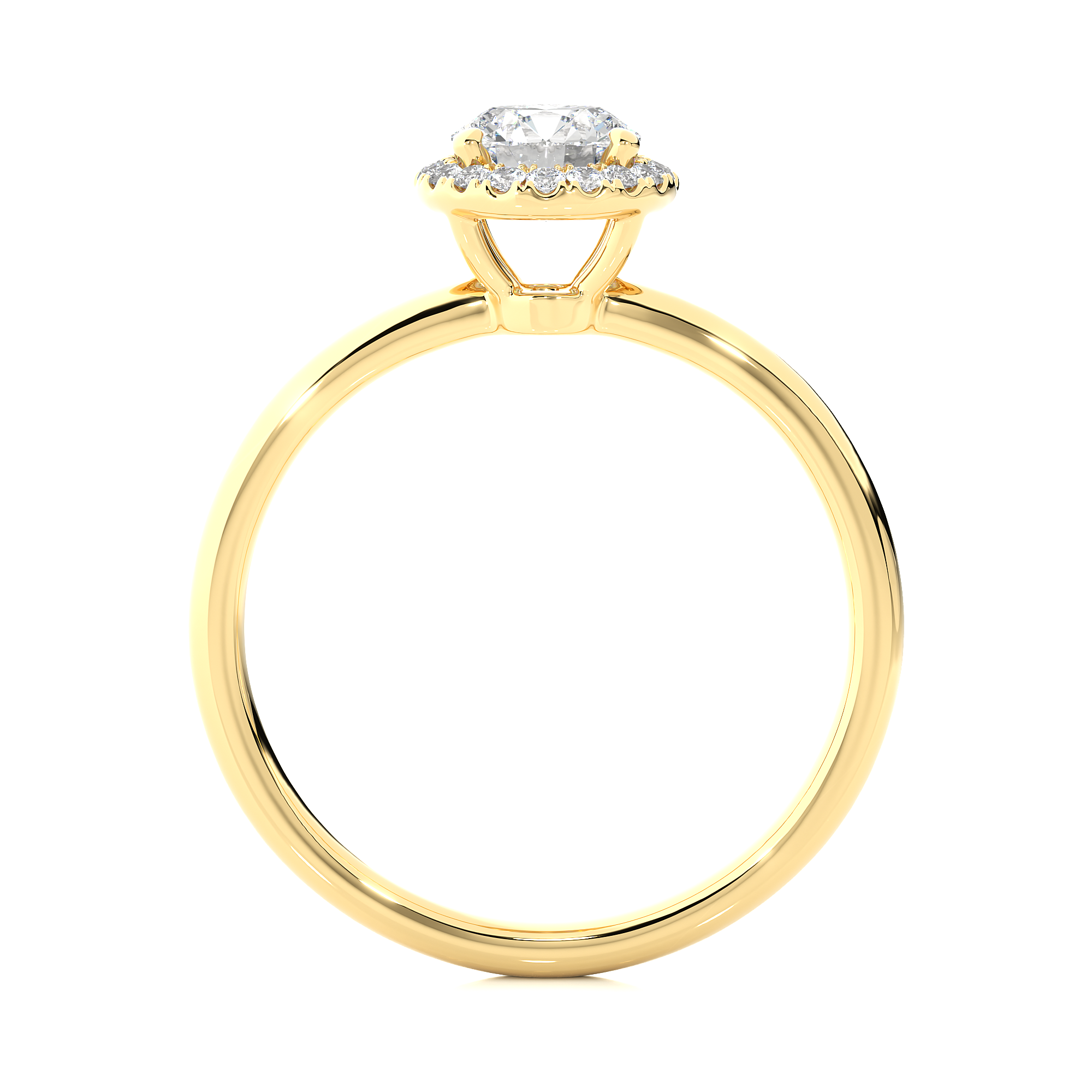 14K White Yellow Rose Gold 0.5 Carat Round Halo Diamond Ring