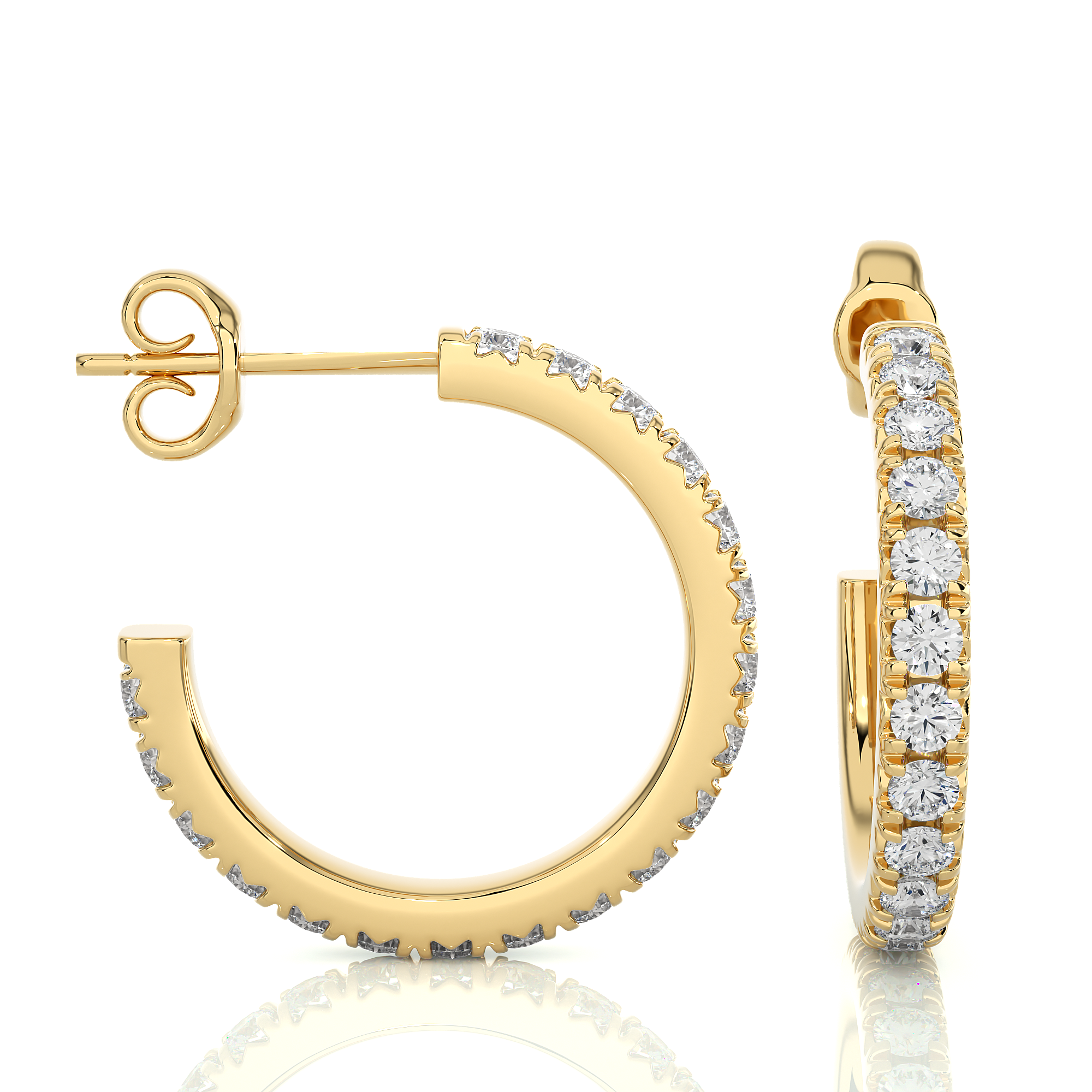 14K White Yellow Rose Gold 0.7 Carat Hoop Diamond Earrings